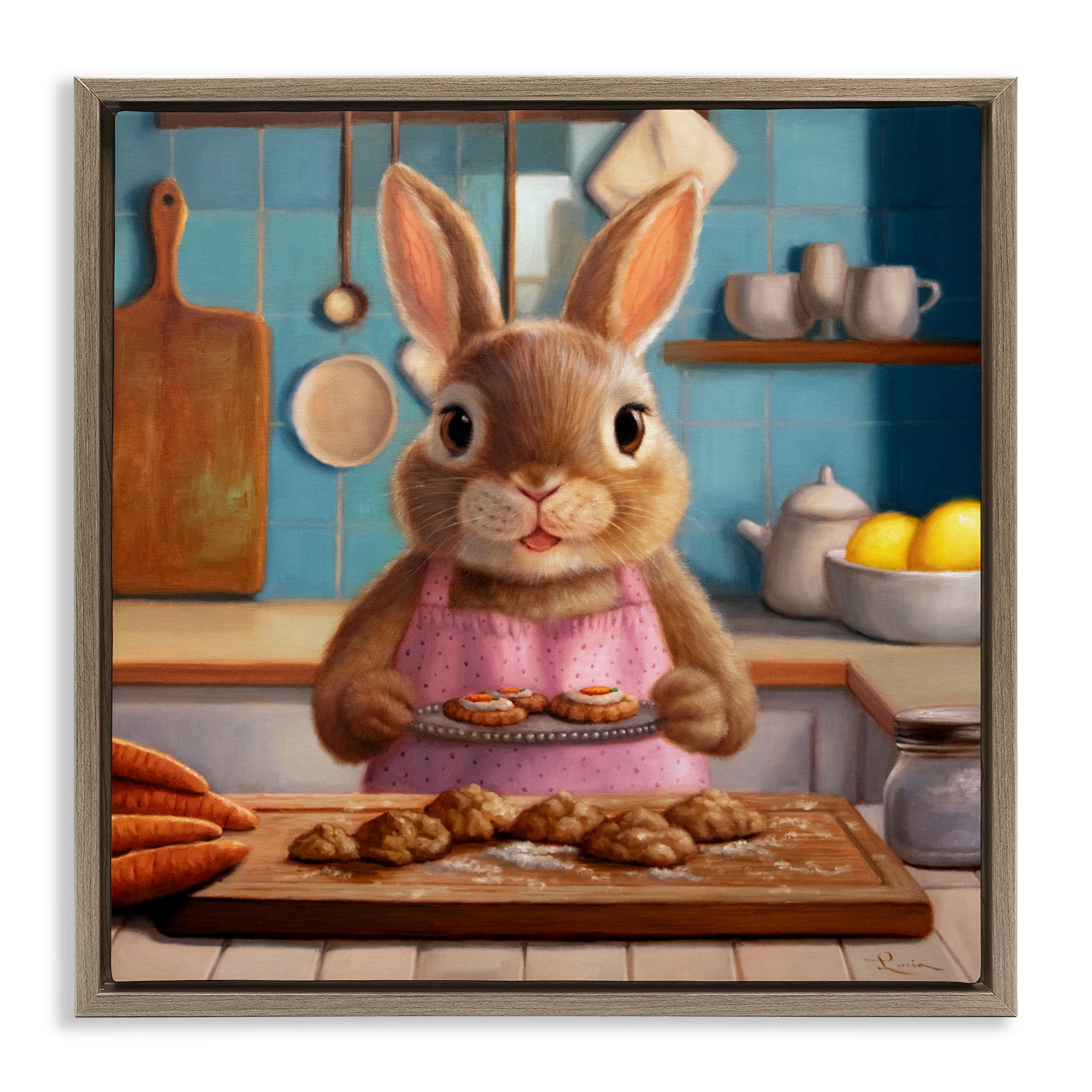 Stupell Industries Mrs. Bunny Bakewell Brown Framed Floater Canvas Wall Art, design by Lucia Heffernan