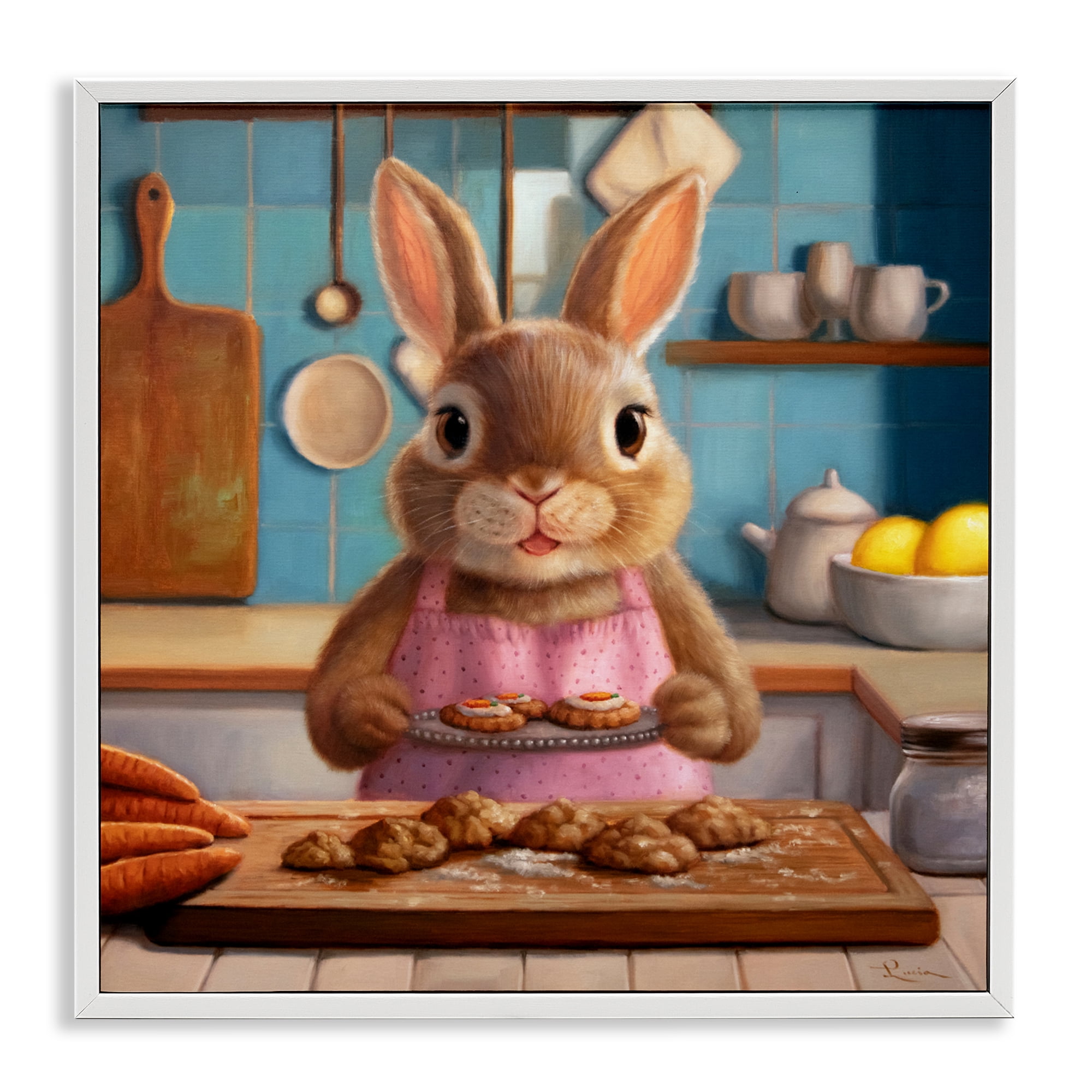 Stupell Industries Mrs. Bunny Bakewell White Framed Giclee Art, design by Lucia Heffernan