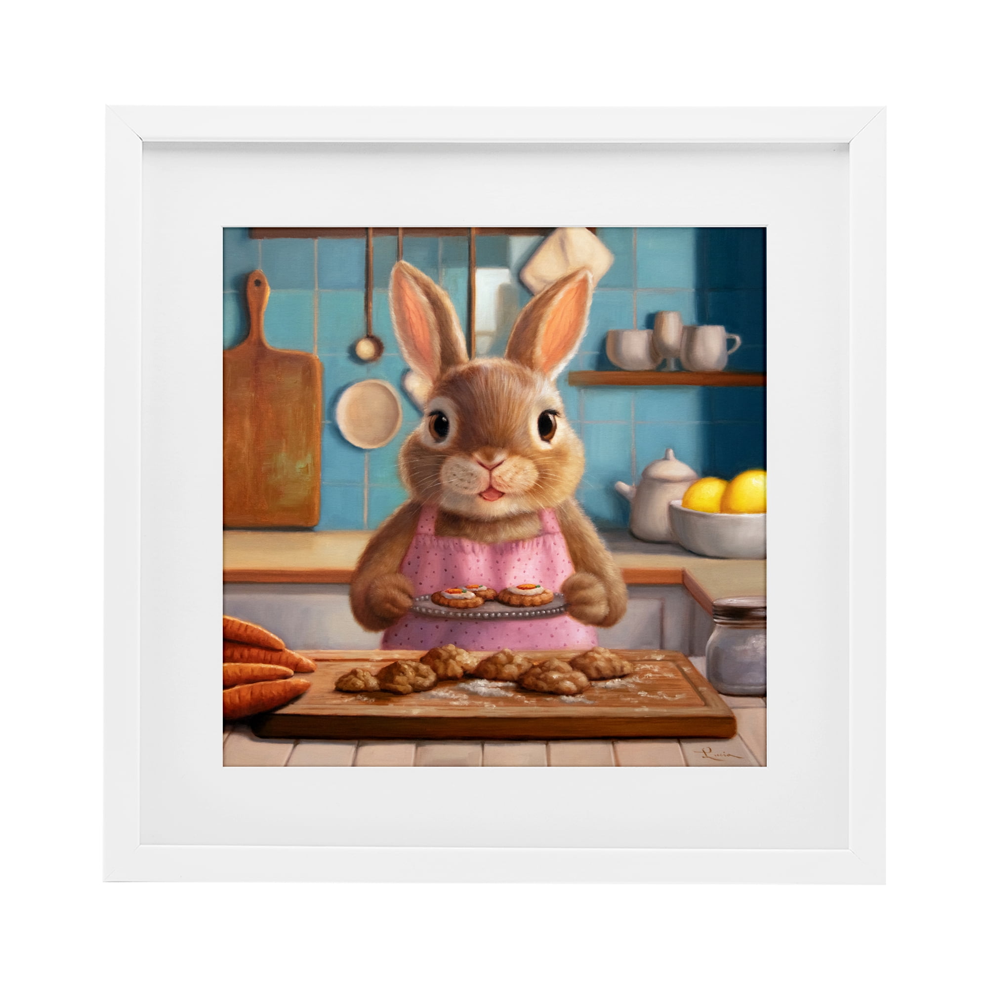 Stupell Industries Mrs. Bunny Bakewell White Framed Print Under Glass, design by Lucia Heffernan