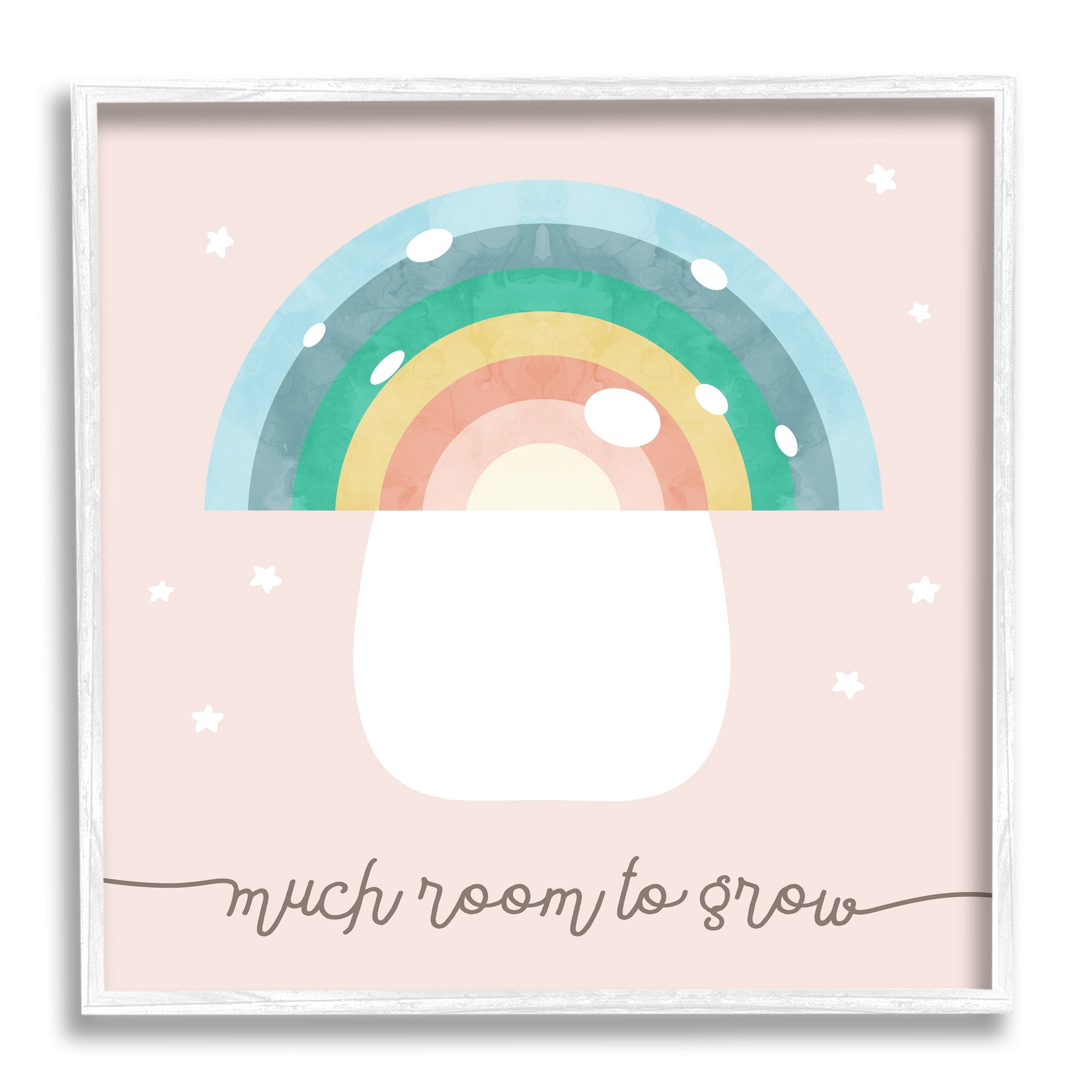 Stupell Industries Much Room to Grow Phrase Kids' Rainbow Mushroom, 24 x 24,Design by Daphne Polselli