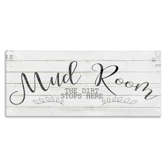 Stupell Industries Mud Room Dirt Stops Here Typography Painting Gallery Wrapped Canvas Art Print Wall Art, 40 x 17