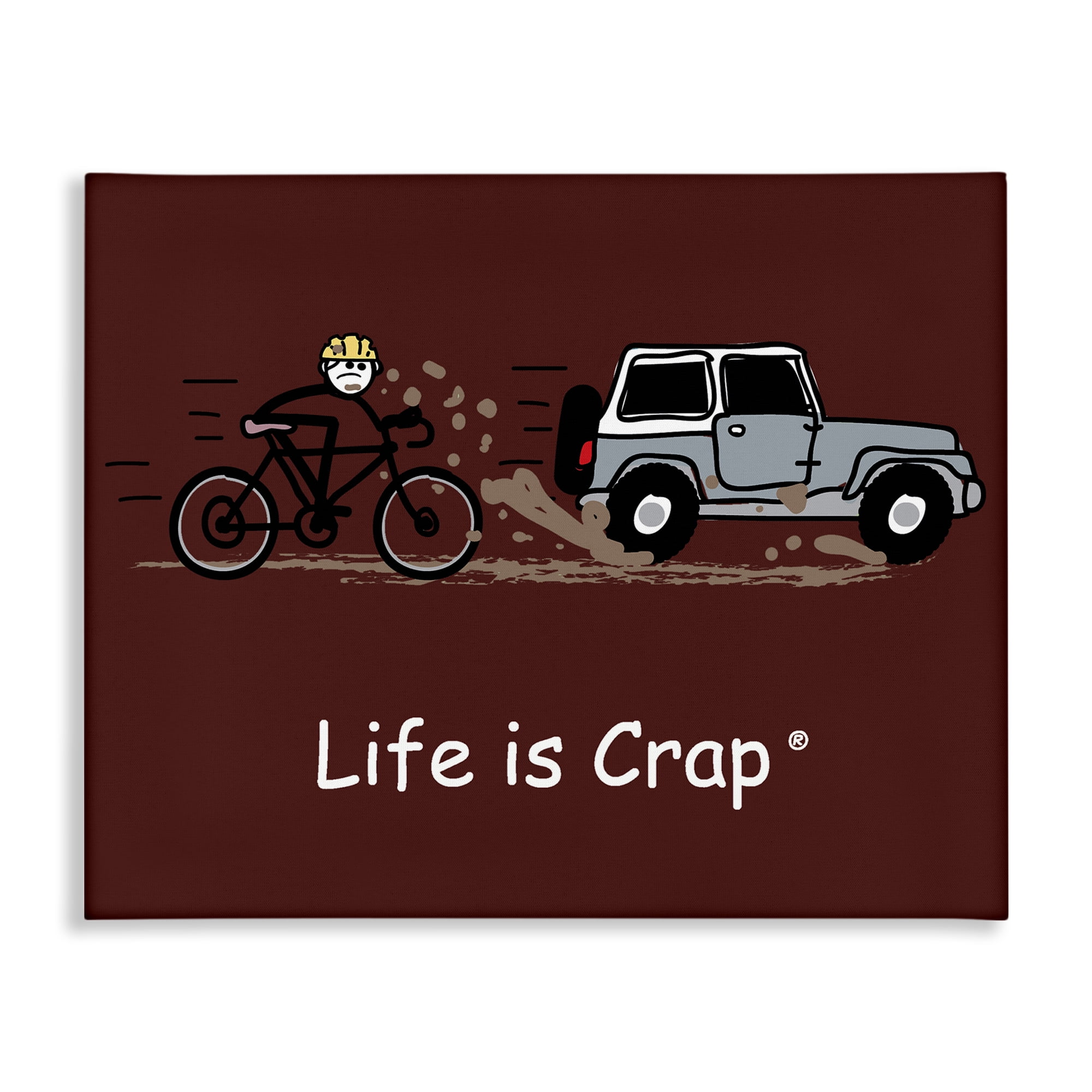 Stupell Industries Muddy Road Biker Novelty & Humor Painting Wrapped Canvas Art Print Wall Art, 30 x 24
