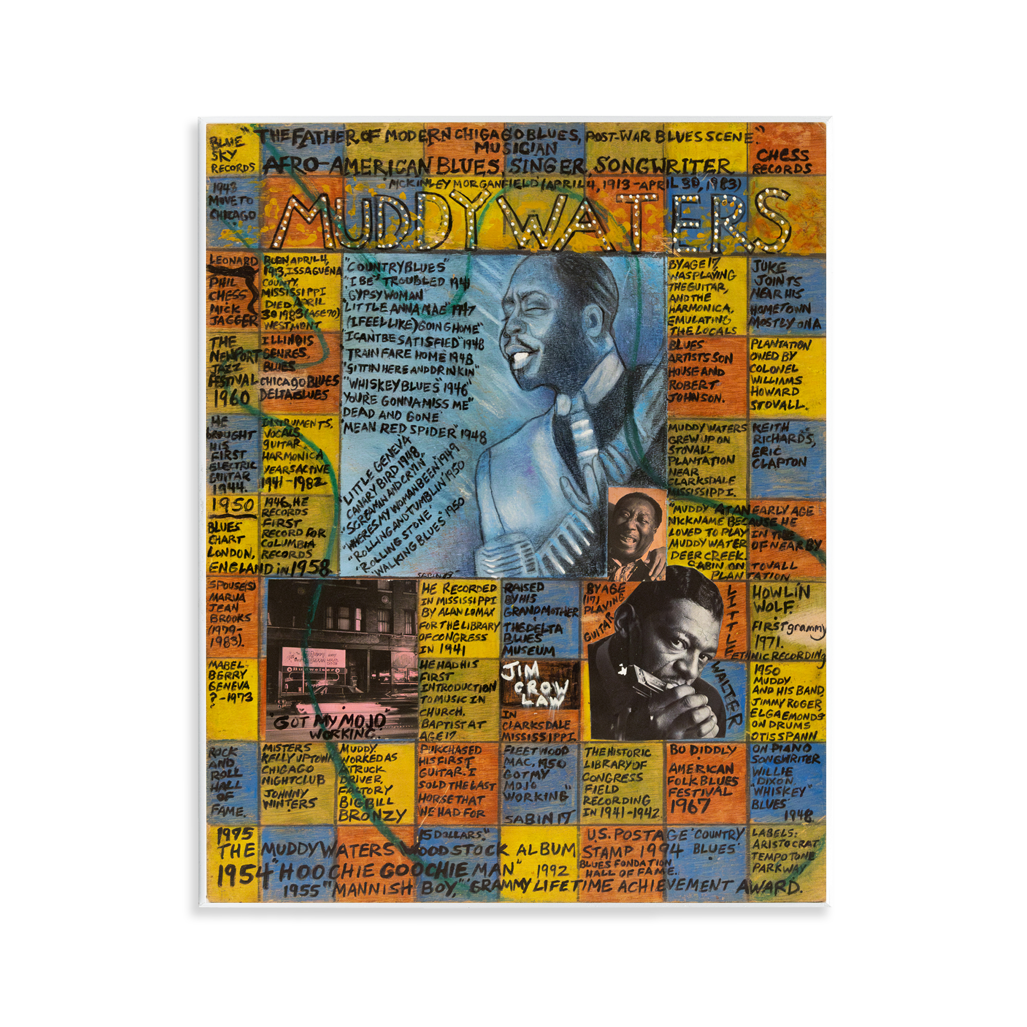 Stupell Industries Muddy Waters Collage People Drawing Unframed Art Print Wall Art, 11 x 14