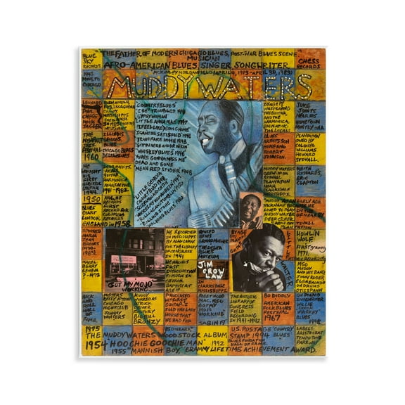 Stupell Industries Muddy Waters Collage People Drawing Unframed Art Print Wall Art, 11 x 14