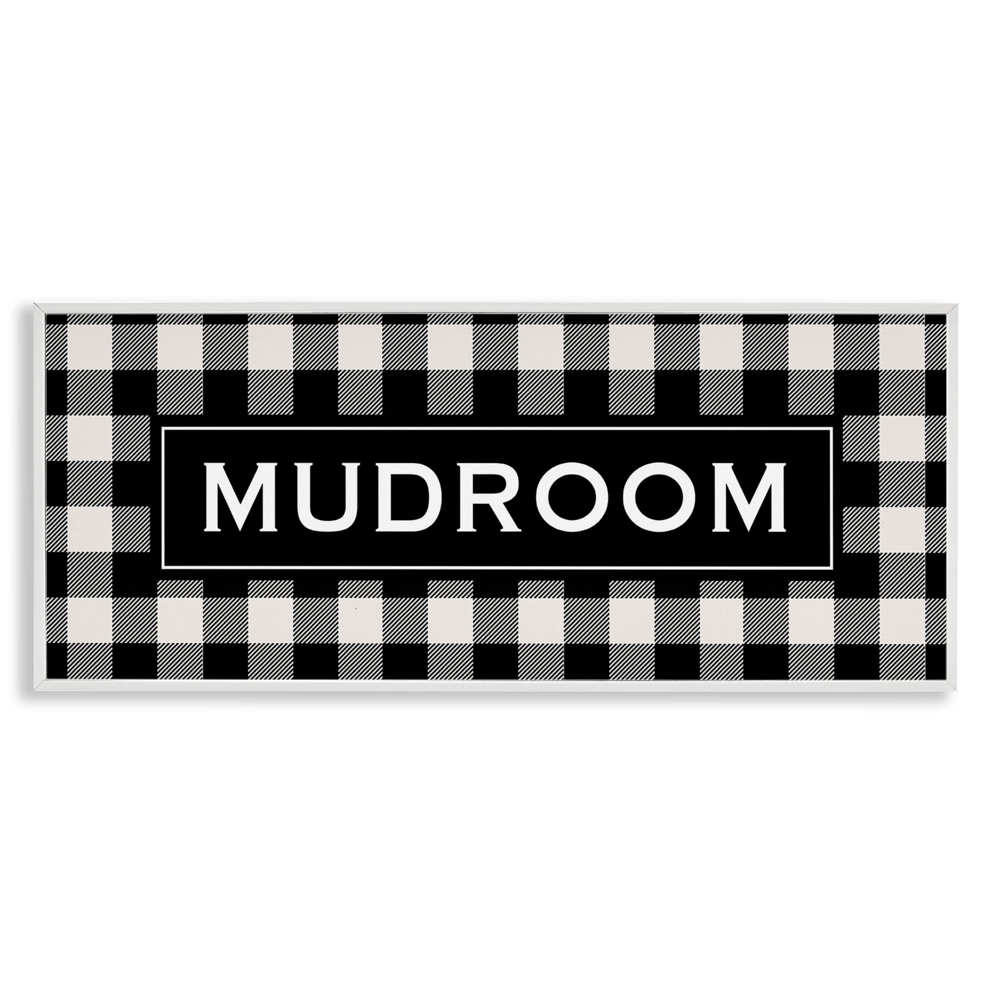 Stupell Industries Mudroom Classic New England Plaid Typography Painting White Framed Art Print Wall Art, 24 x 10