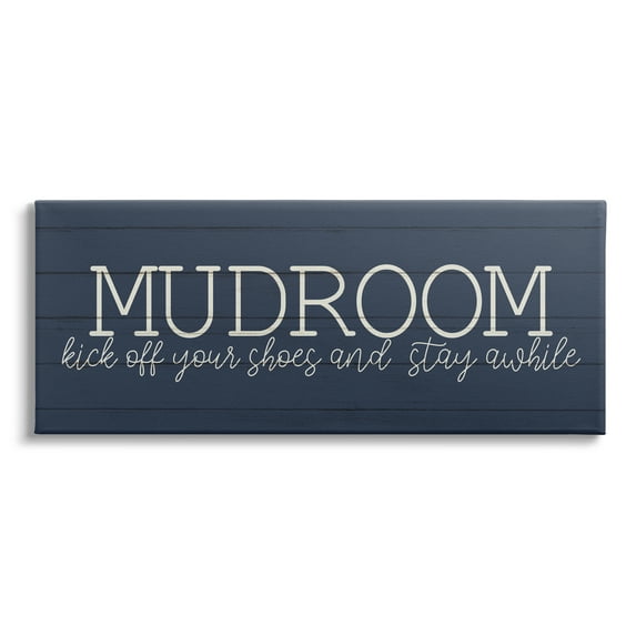 Stupell Industries Mudroom Kick Off Shoes Phrase Rustic Grain Pattern Canvas Wall Art, 24 x 10, Design by Kim Allen