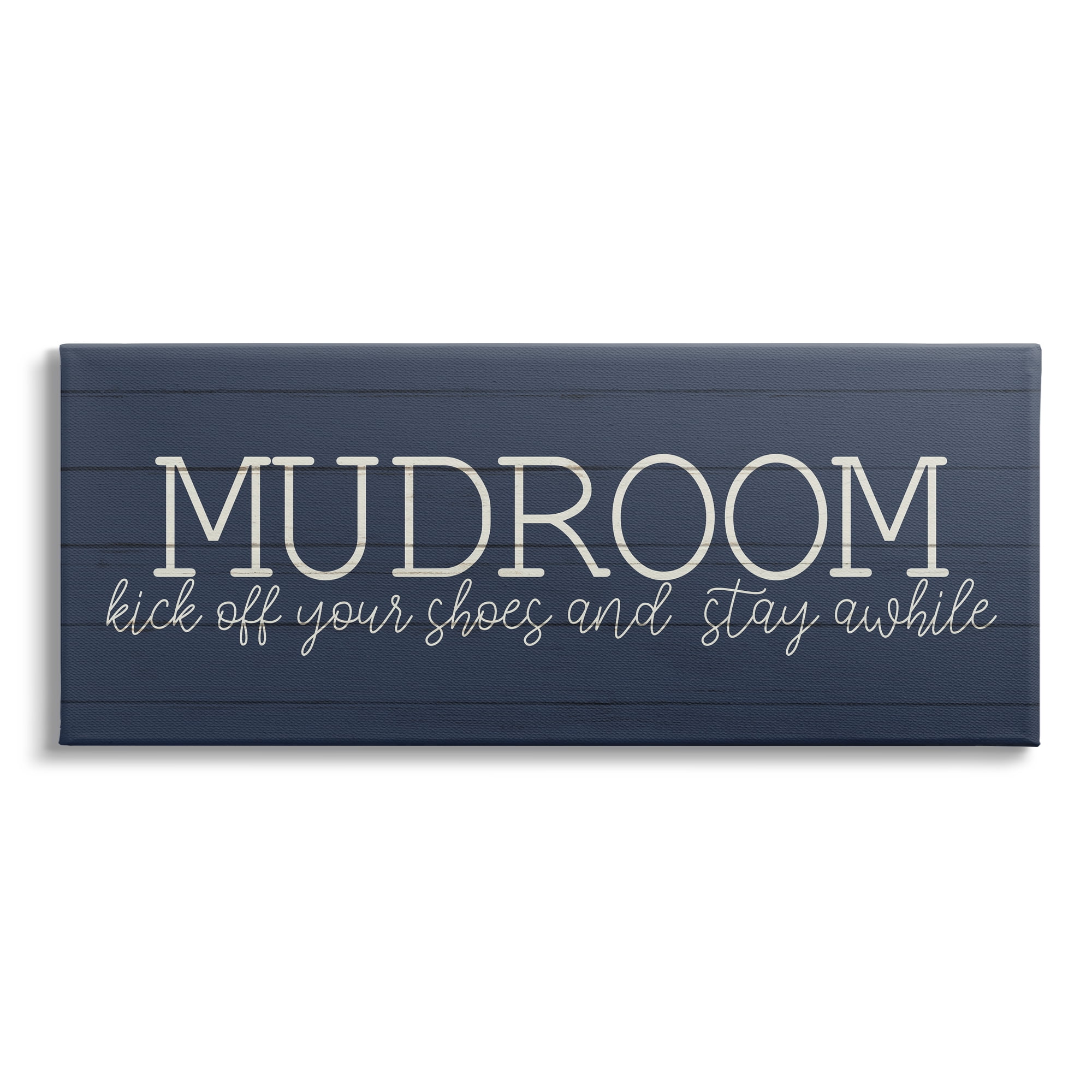 Stupell Industries Mudroom Kick Off Shoes Phrase Rustic Grain Pattern Canvas Wall Art, 30 x 13, Design by Kim Allen