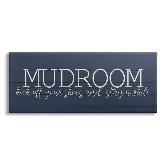 Stupell Industries Mudroom Kick Off Shoes Phrase Rustic Grain Pattern Canvas Wall Art, 40 x 17, Design by Kim Allen