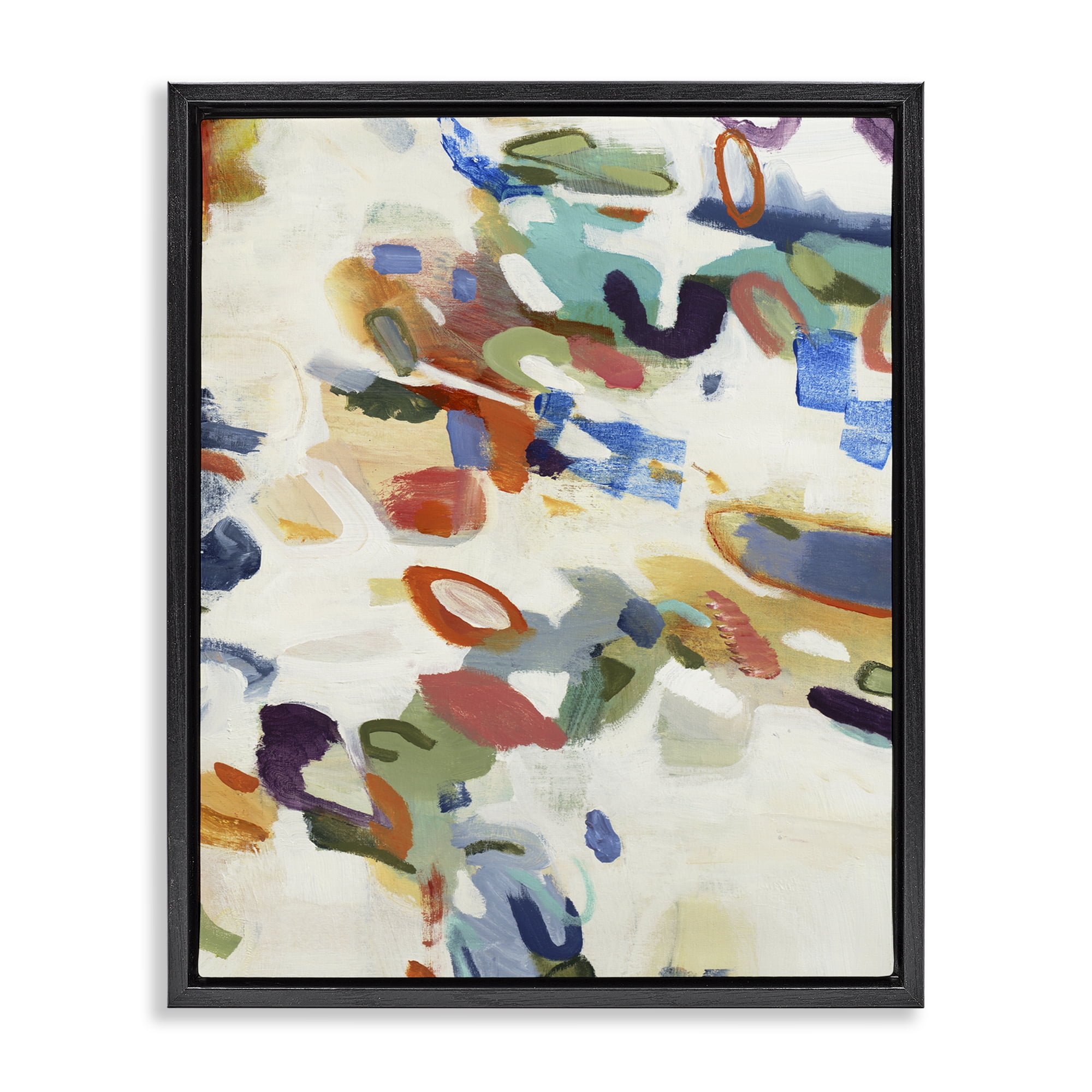 Stupell Industries Multihued Expressive Abstract Black Framed Floater Canvas Wall Art, design by Lisa Ridgers