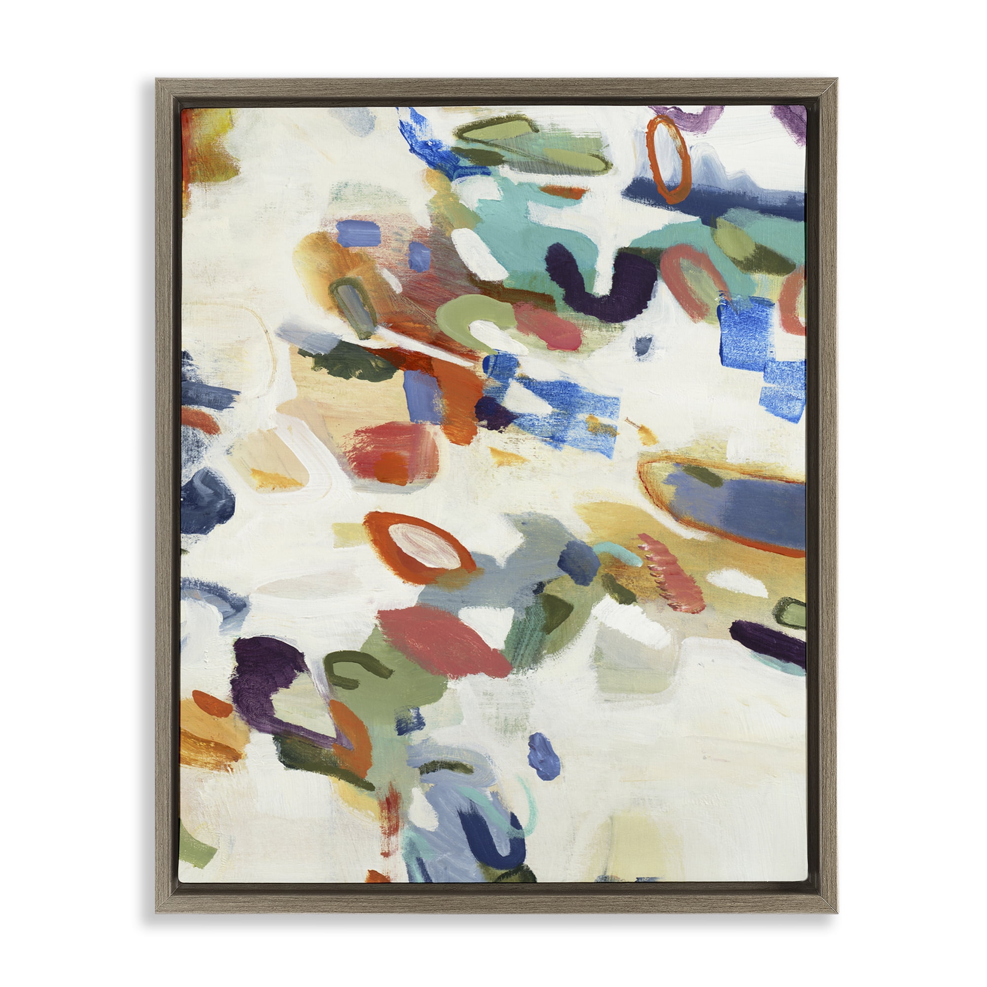Stupell Industries Multihued Expressive Abstract Brown Framed Floater Canvas Wall Art, design by Lisa Ridgers