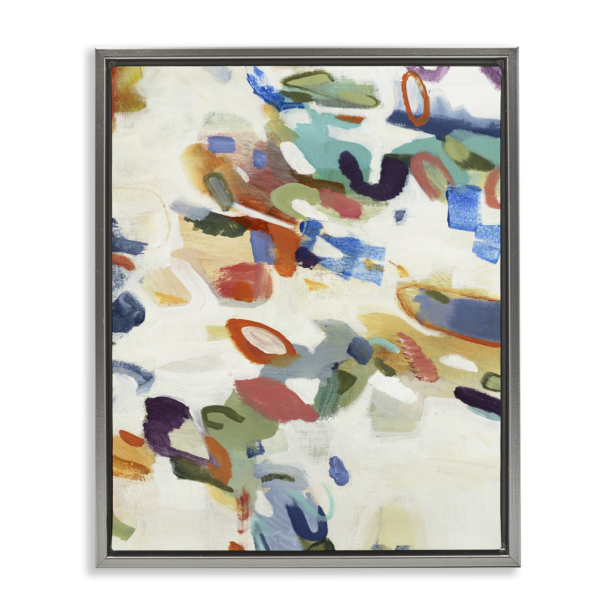 Stupell Industries Multihued Expressive Abstract Gray Framed Floater Canvas Wall Art, design by Lisa Ridgers