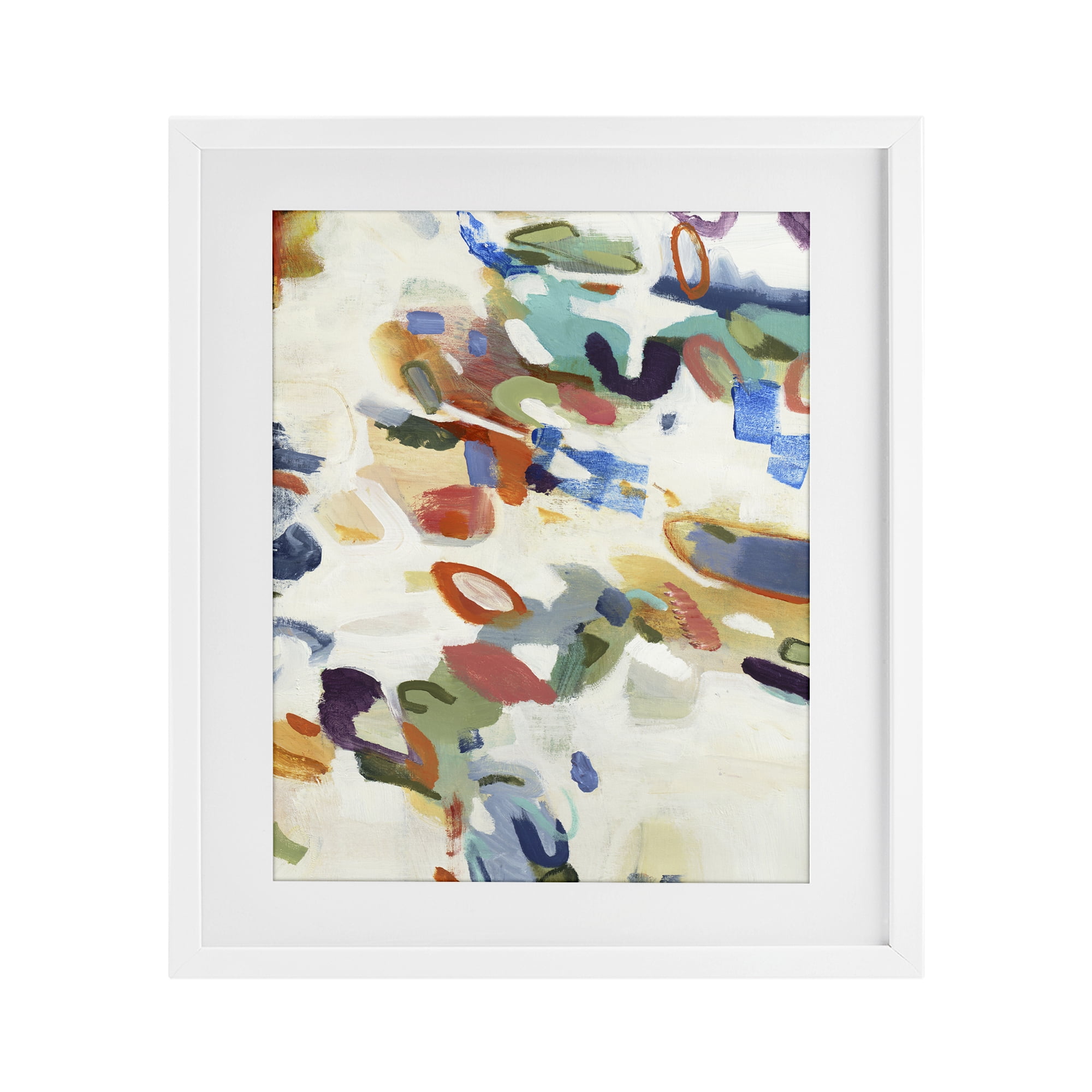 Stupell Industries Multihued Expressive Abstract White Framed Print Under Glass, design by Lisa Ridgers
