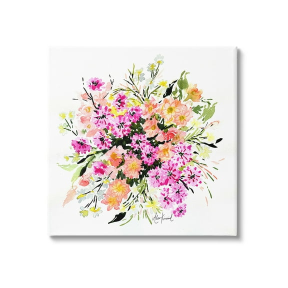 Stupell Industries Mums & Daisies Composition Botanical & Floral Painting Gallery Wrapped Canvas Art Print Wall Art, 17 x 17