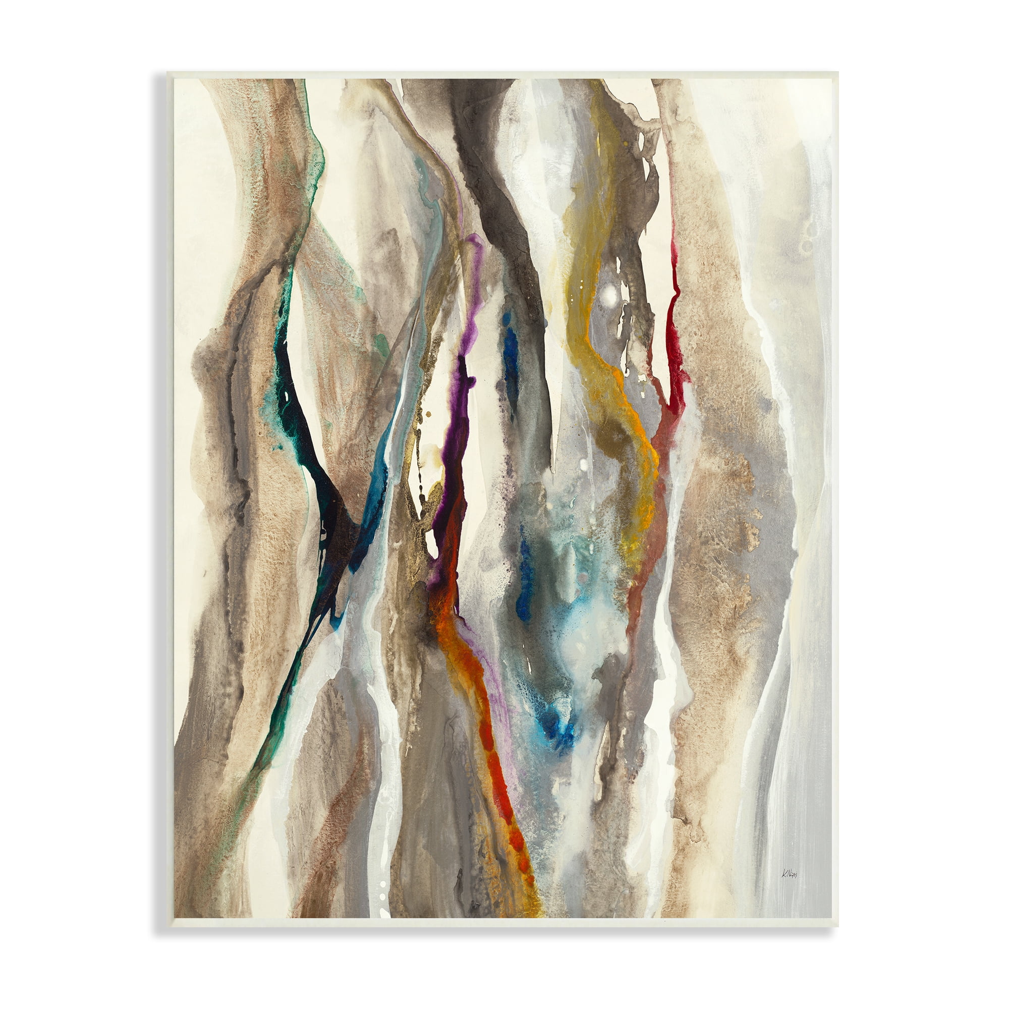 Stupell Industries Murky Abstract Flowing Lines Brown Blue Red, 10 x 15, Designed by K. Nari