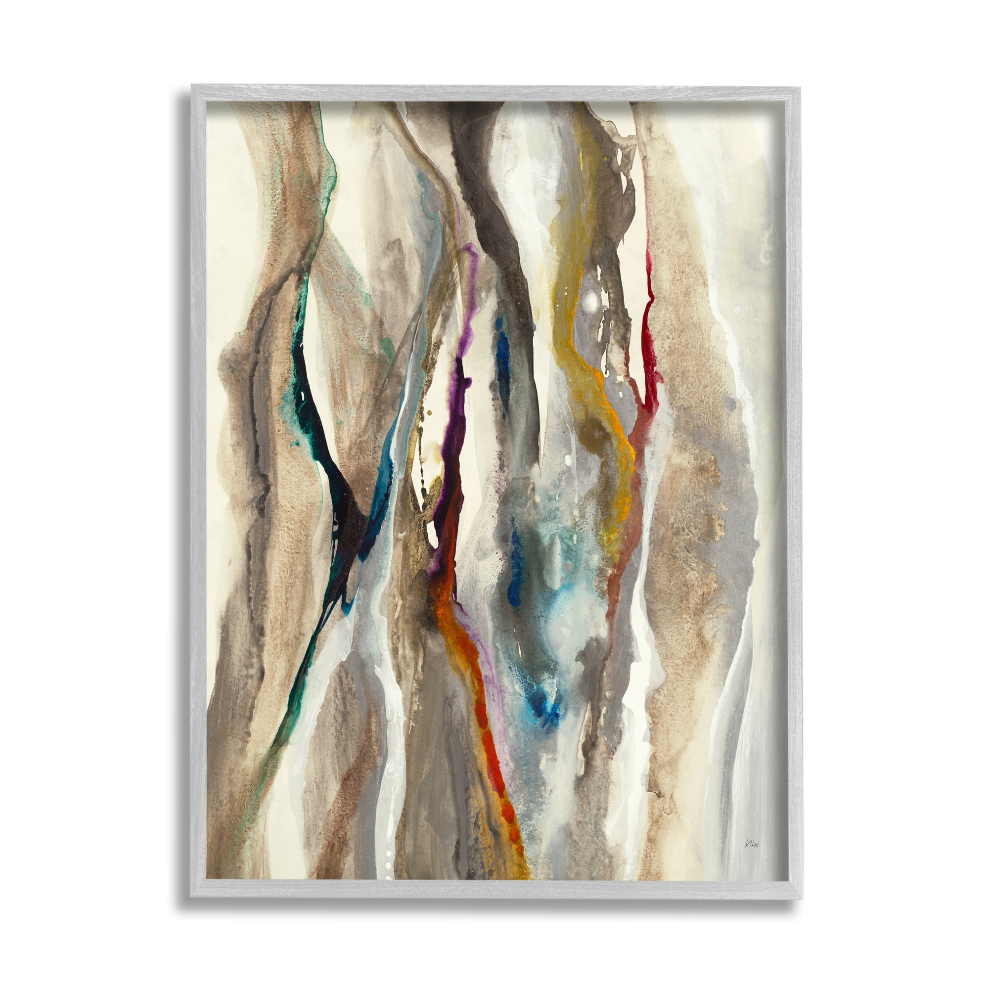 Stupell Industries Murky Abstract Flowing Lines Brown Blue Red, 24 x 30, Designed by K. Nari