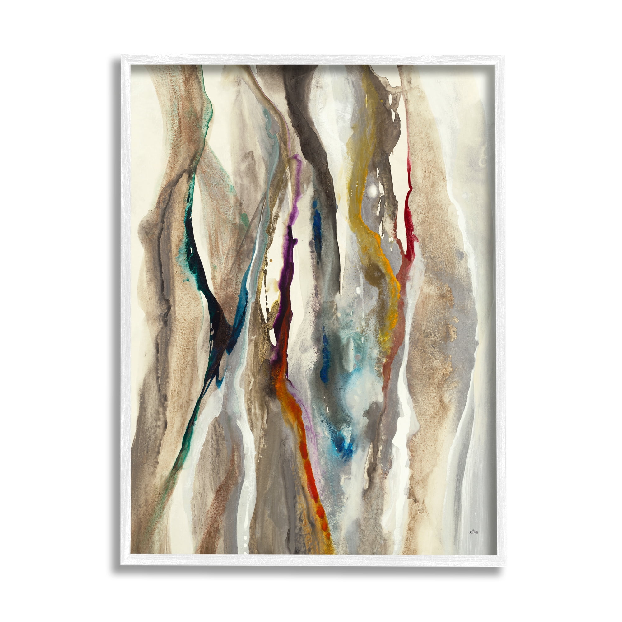 Stupell Industries Murky Abstract Flowing Lines Brown Blue Red, 24 x 30, Designed by K. Nari