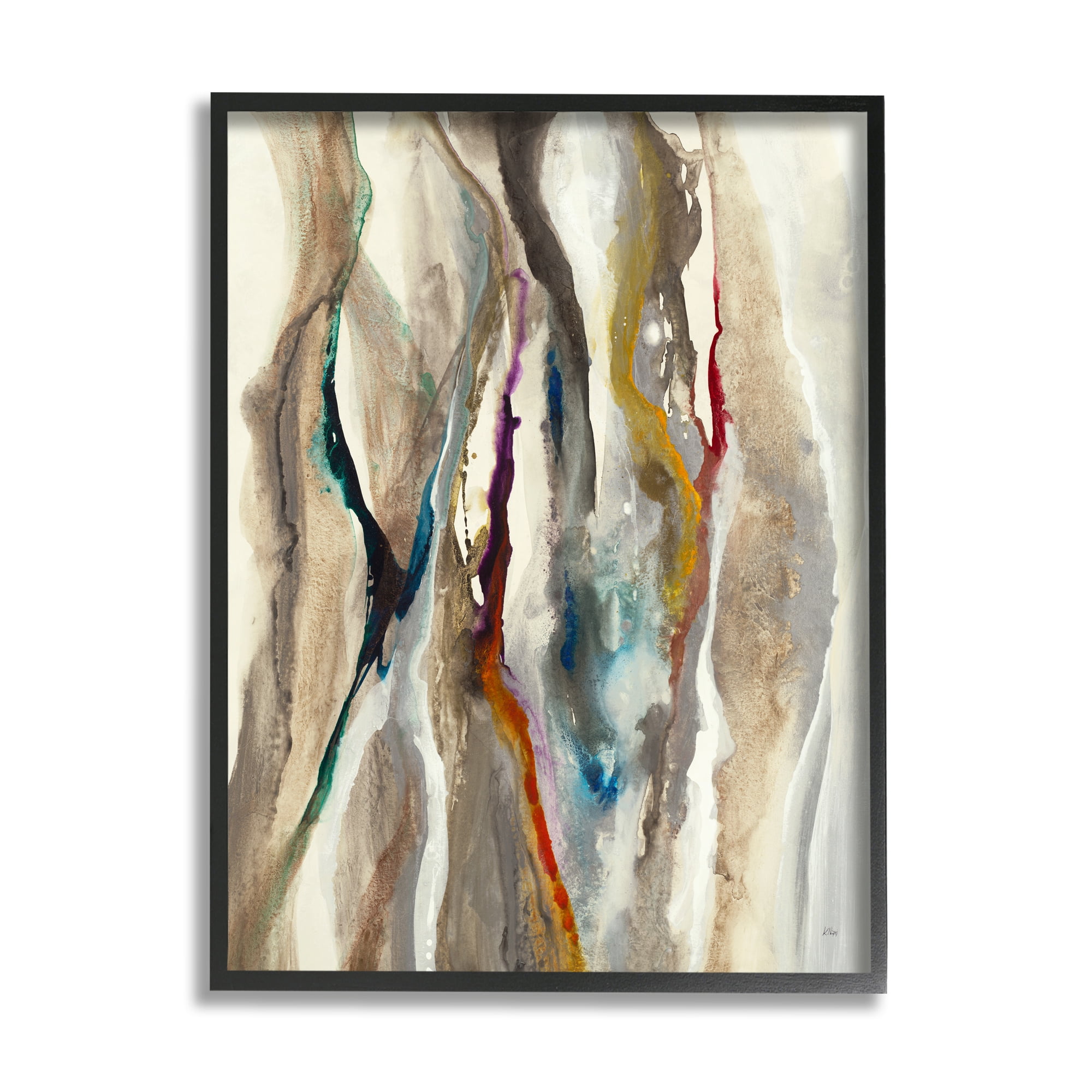 Stupell Industries Murky Abstract Flowing Lines Brown Blue Red, 24 x 30, Designed by K. Nari