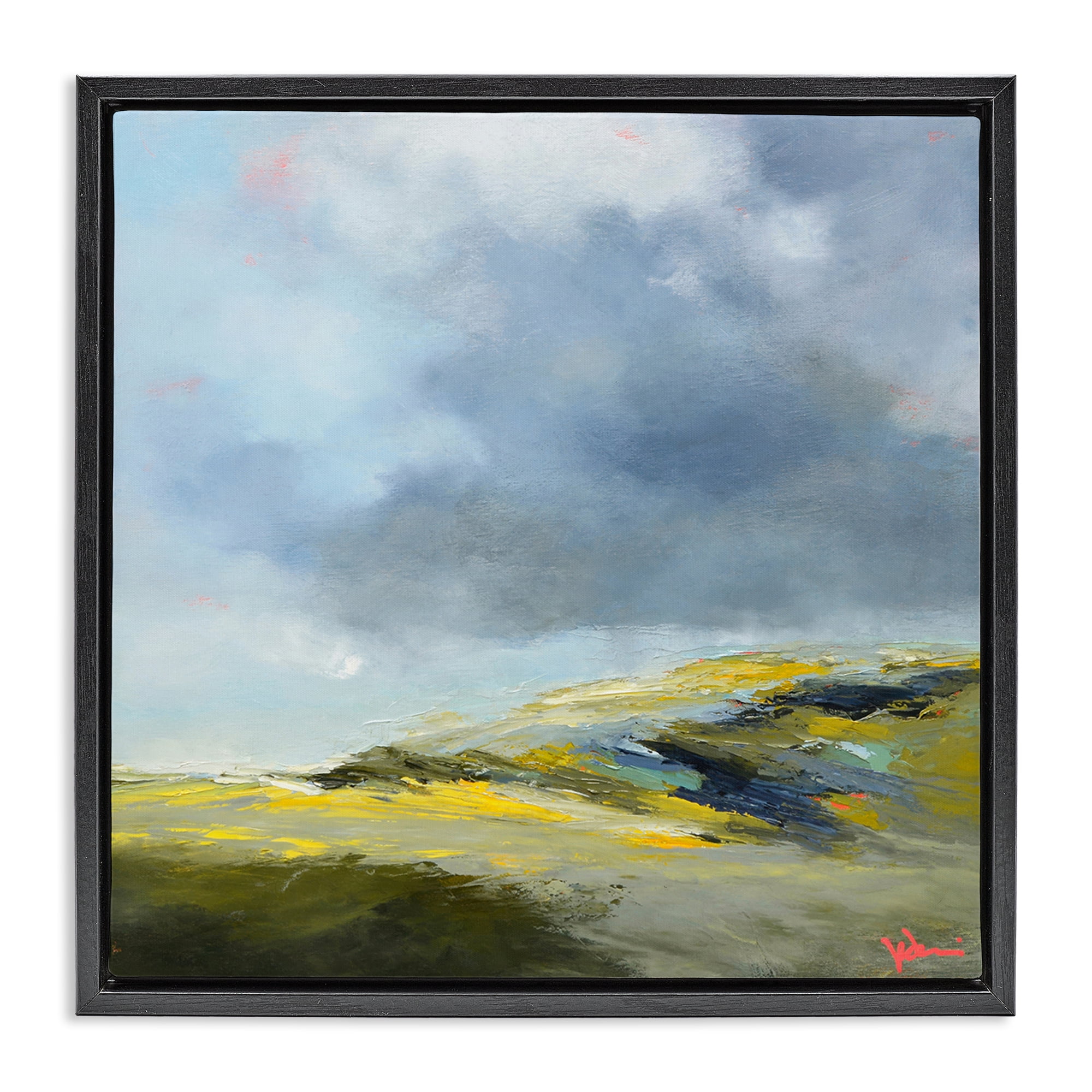 Stupell Industries Murky Clouds Landscape Landscape & Nature Painting Black Floater Framed Canvas Art Print Wall Art, 25 x 25