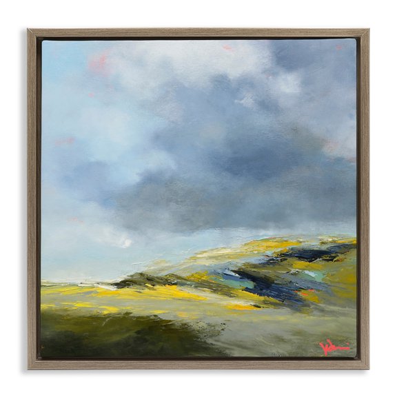 Stupell Industries Murky Clouds Landscape Landscape & Nature Painting Brown Floater Framed Canvas Art Print Wall Art, 25 x 25
