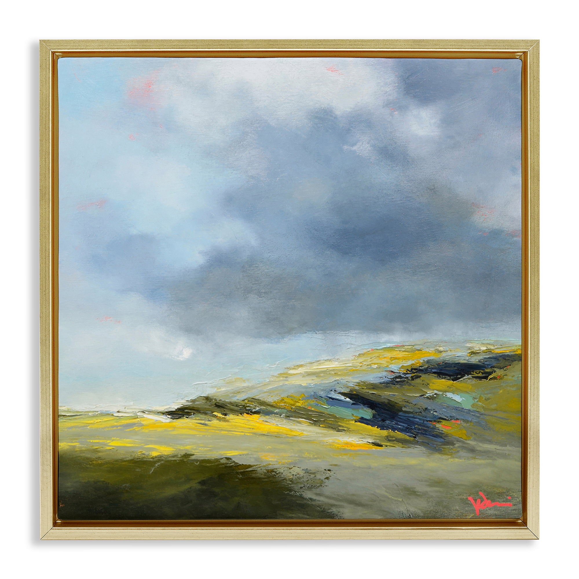 Stupell Industries Murky Clouds Landscape Landscape & Nature Painting Gold Floater Framed Canvas Art Print Wall Art, 25 x 25