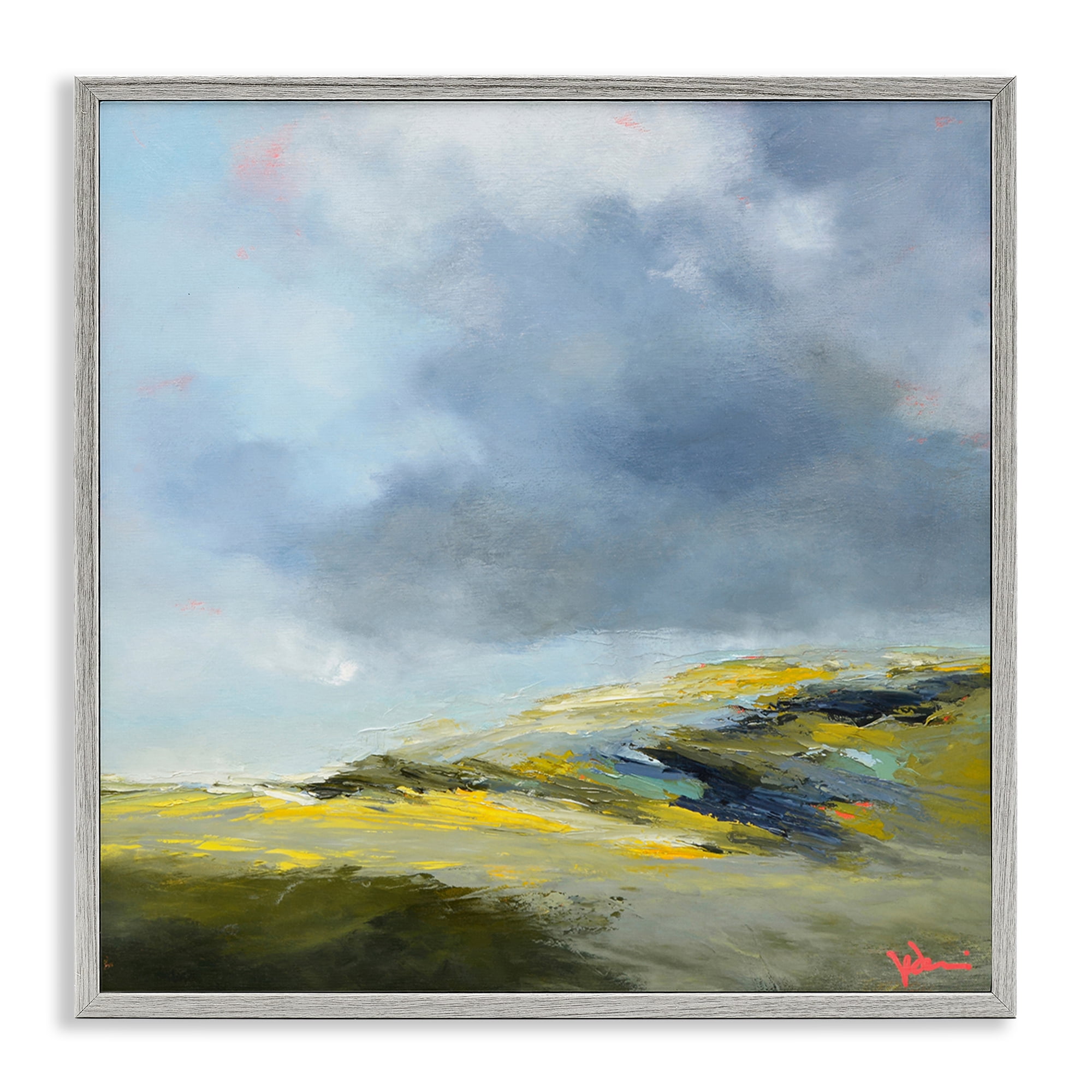 Stupell Industries Murky Clouds Landscape Landscape & Nature Painting Gray Framed Art Print Wall Art, 17 x 17
