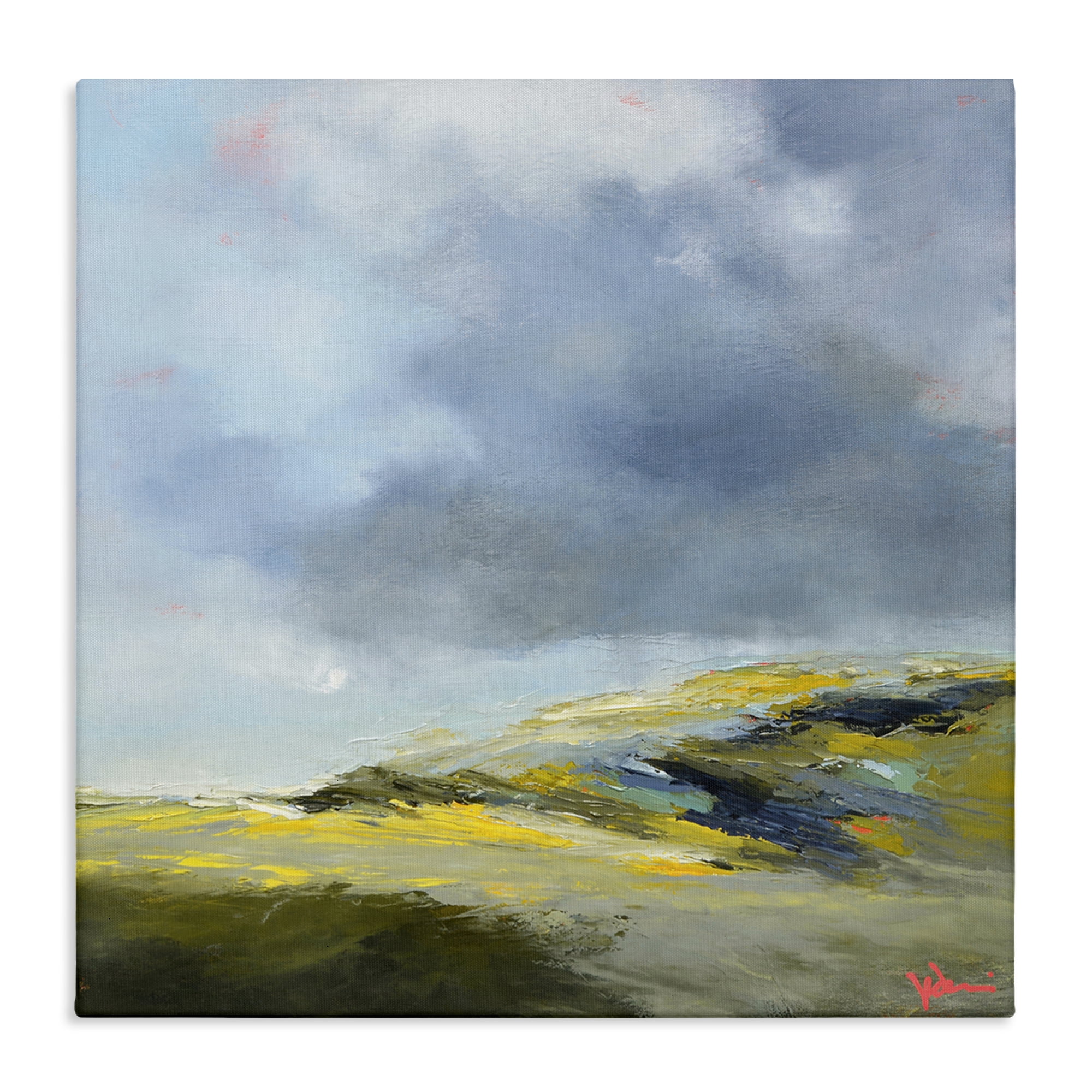 Stupell Industries Murky Clouds Landscape Landscape & Nature Painting Wrapped Canvas Art Print Wall Art, 17 x 17