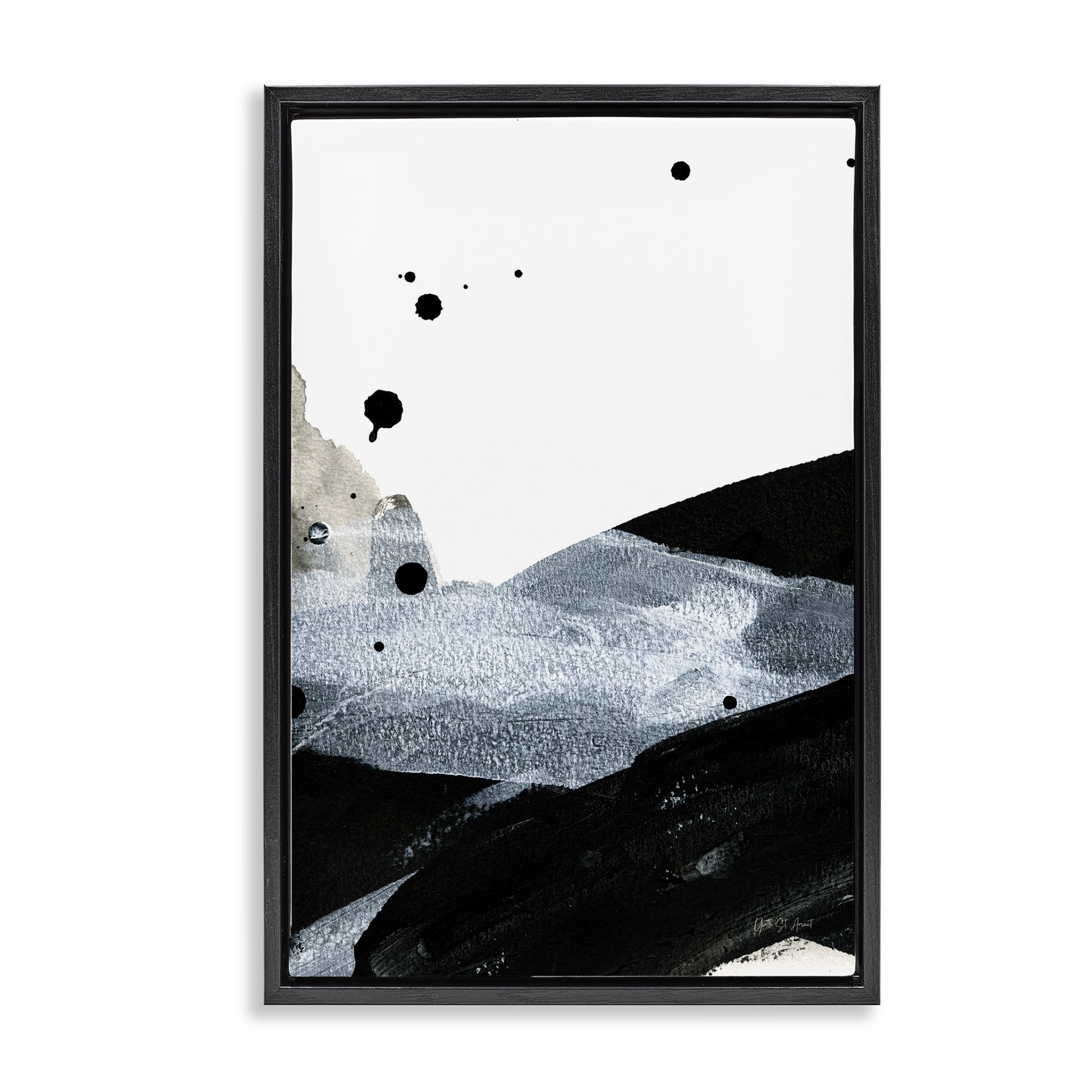 Stupell Industries Murky Gradient Movement Abstract Painting Black Floater Framed Canvas Art Print Wall Art, 17 x 25