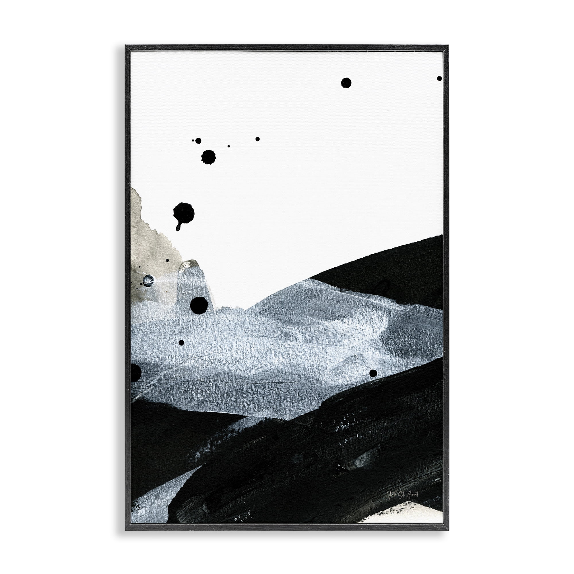 Stupell Industries Murky Gradient Movement Abstract Painting Black Framed Art Print Wall Art, 16 x 24