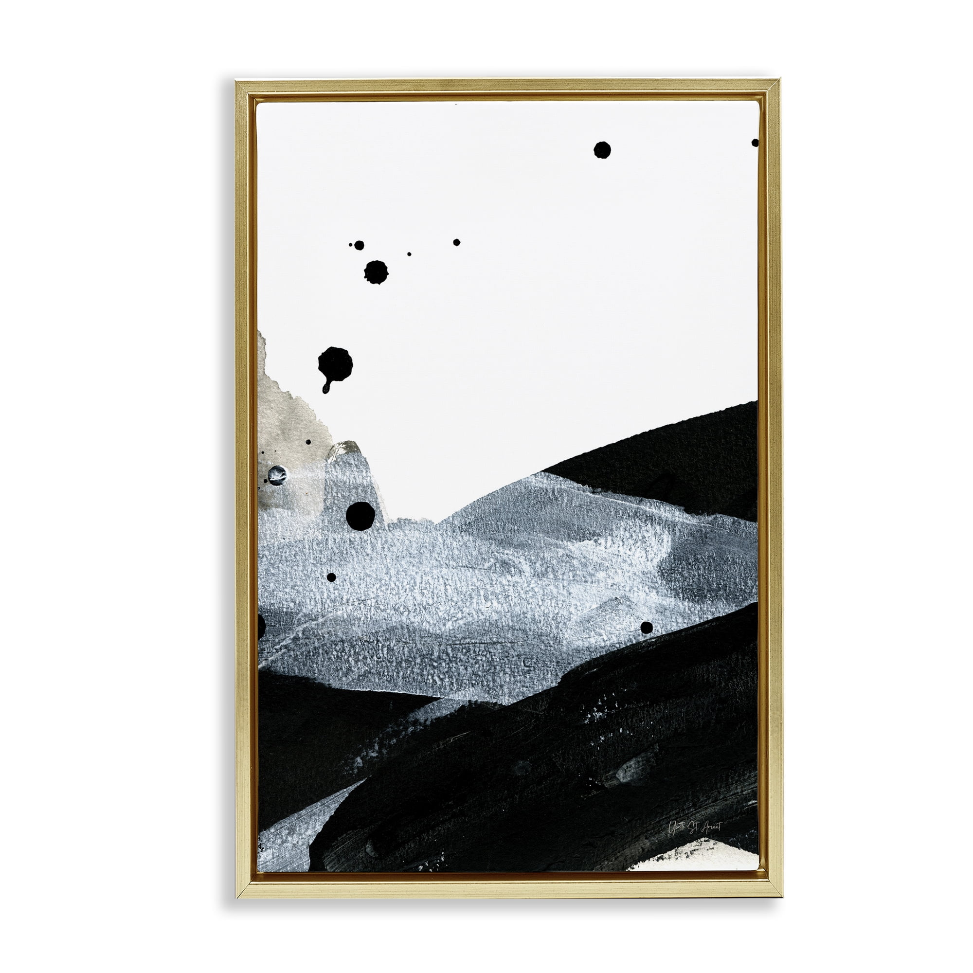 Stupell Industries Murky Gradient Movement Abstract Painting Gold Floater Framed Canvas Art Print Wall Art, 17 x 25