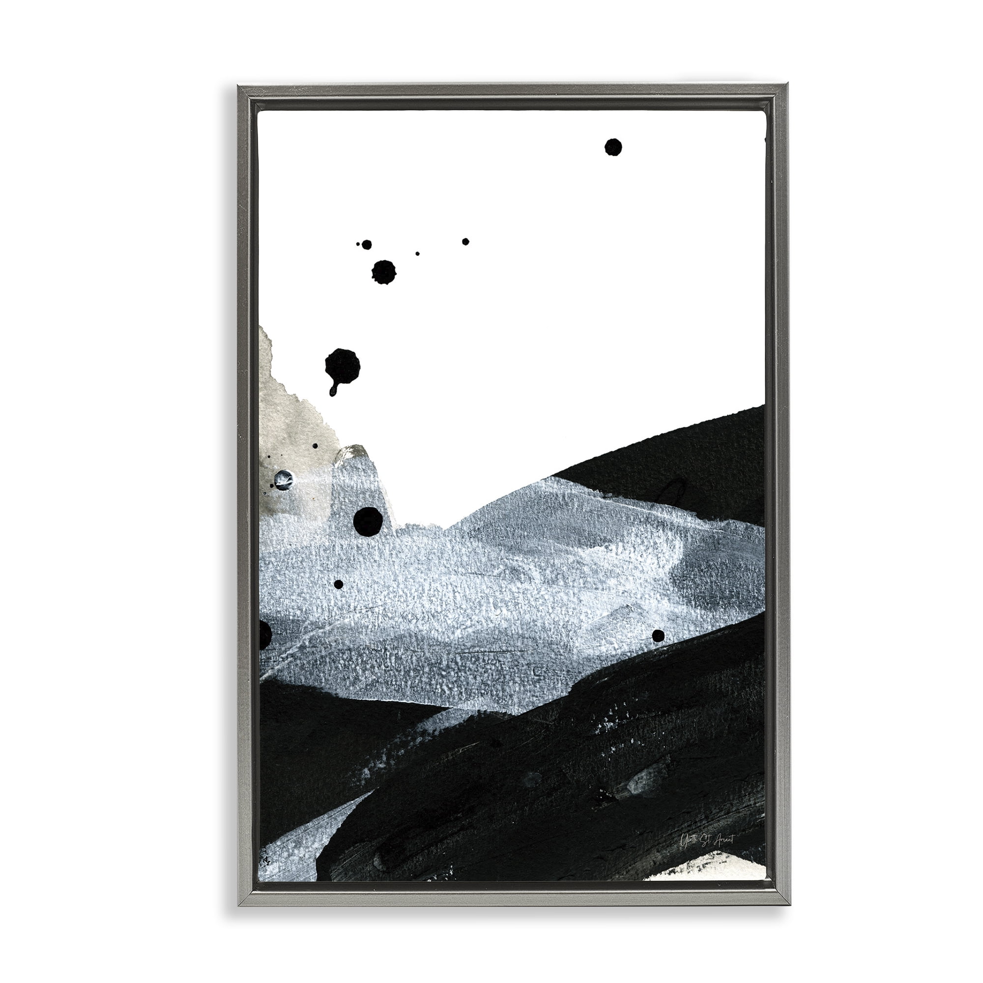 Stupell Industries Murky Gradient Movement Abstract Painting Gray Floater Framed Canvas Art Print Wall Art, 21 x 31