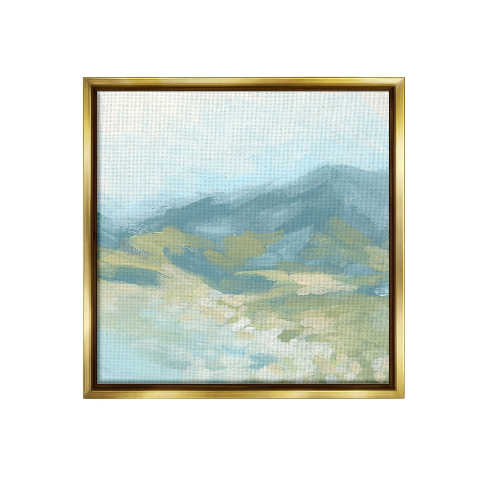 Stupell Industries Murky Mountain Valley Landscape Painting Gold Floater Framed Canvas Art Print Wall Art, 18 x 18