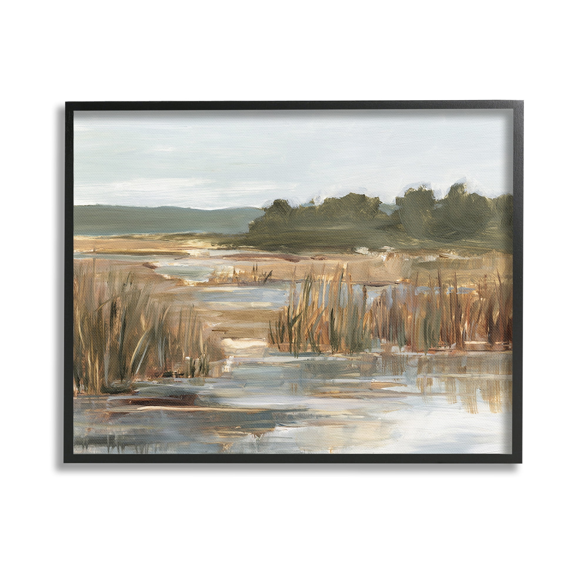 Stupell Industries Murky Stream Landscape Landscape Painting Black Framed Art Print Wall Art, 14 x 11