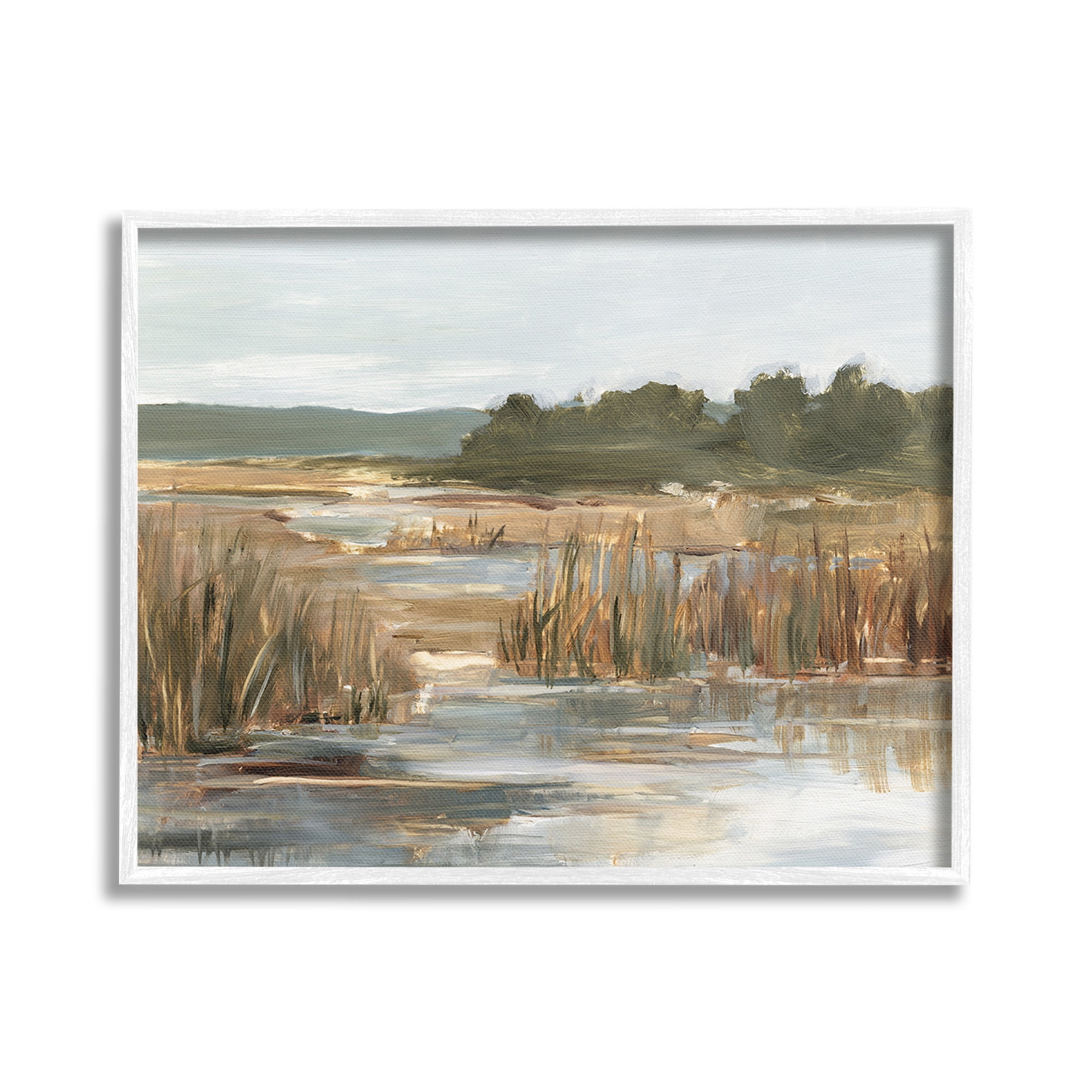 Stupell Industries Murky Stream Landscape Landscape Painting White Framed Art Print Wall Art, 20 x 16
