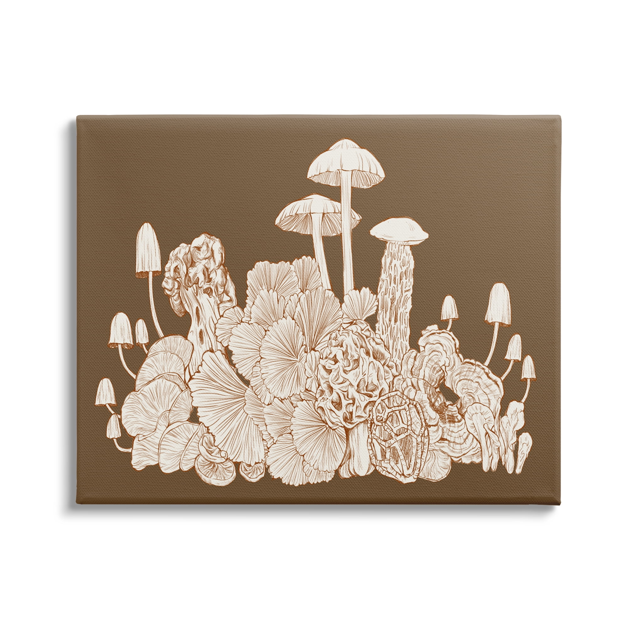 Stupell Industries Mushroom Cluster Sketch Brown Boho Forest Forage Drawing Print Gallery Wrapped Canvas Print Wall Art, 48x36, By Ziwei Li