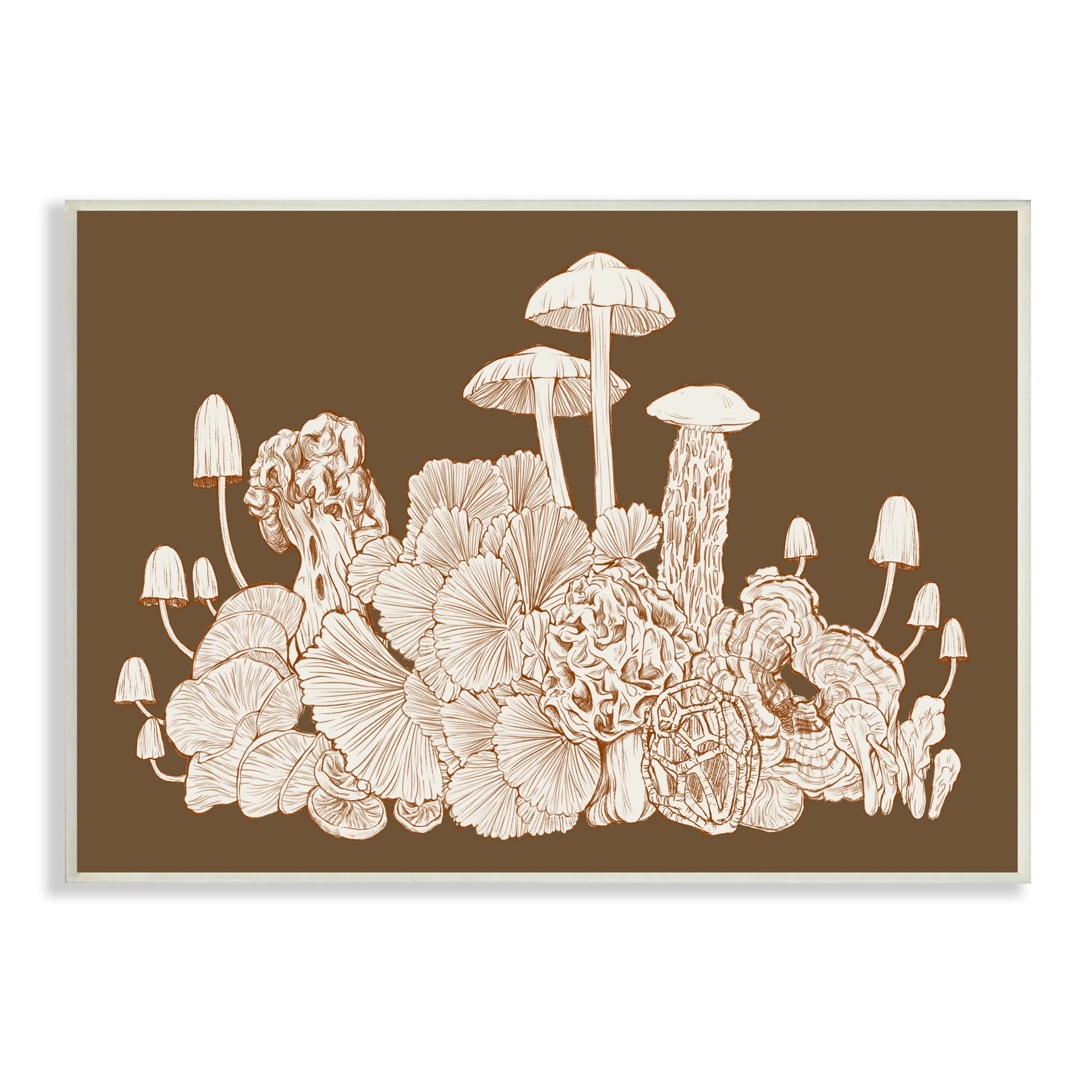 Stupell Industries Mushroom Cluster Sketch Brown Boho Forest Forage Drawing Print Unframed Art Print Wall Art, 15x10, By Ziwei Li