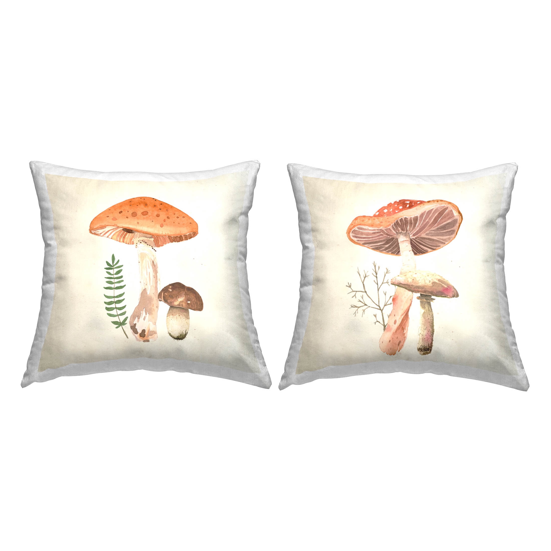 Stupell Industries Mushroom Fungi Forest Botanicals Printed Throw Pillow Design by Lucca Sheppard (Set of 2)
