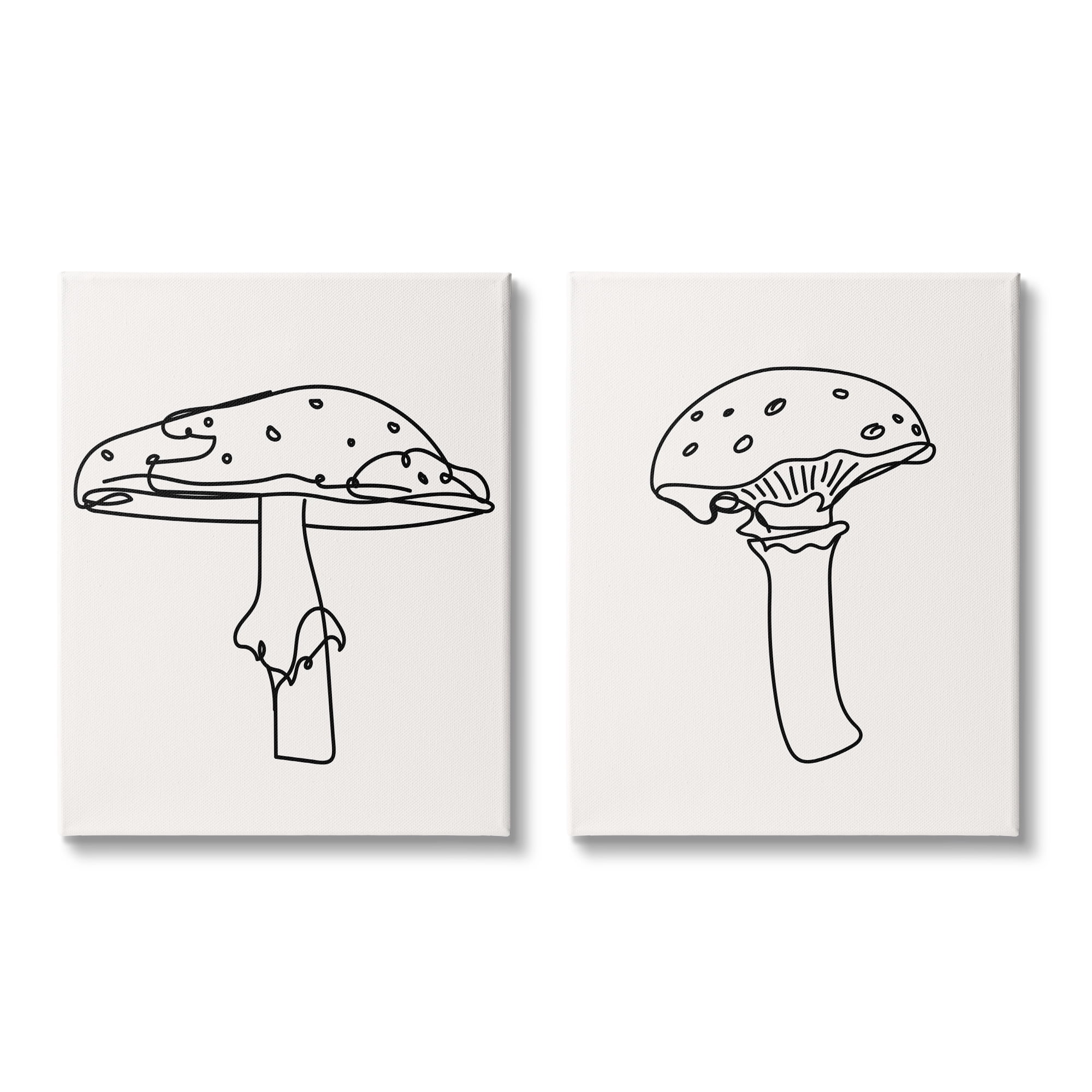 Stupell Industries Mushroom Line Doodles Botanical & Floral Painting Gallery Wrapped Canvas Art Print Wall Art, 24 x 30, Set of 2