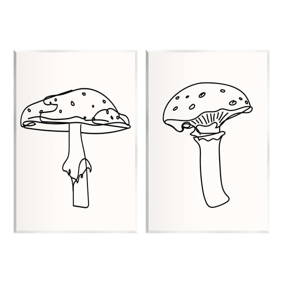 Stupell Industries Mushroom Line Doodles Botanical & Floral Painting Unframed Art Print Wall Art, 10 x 15, Set of 2