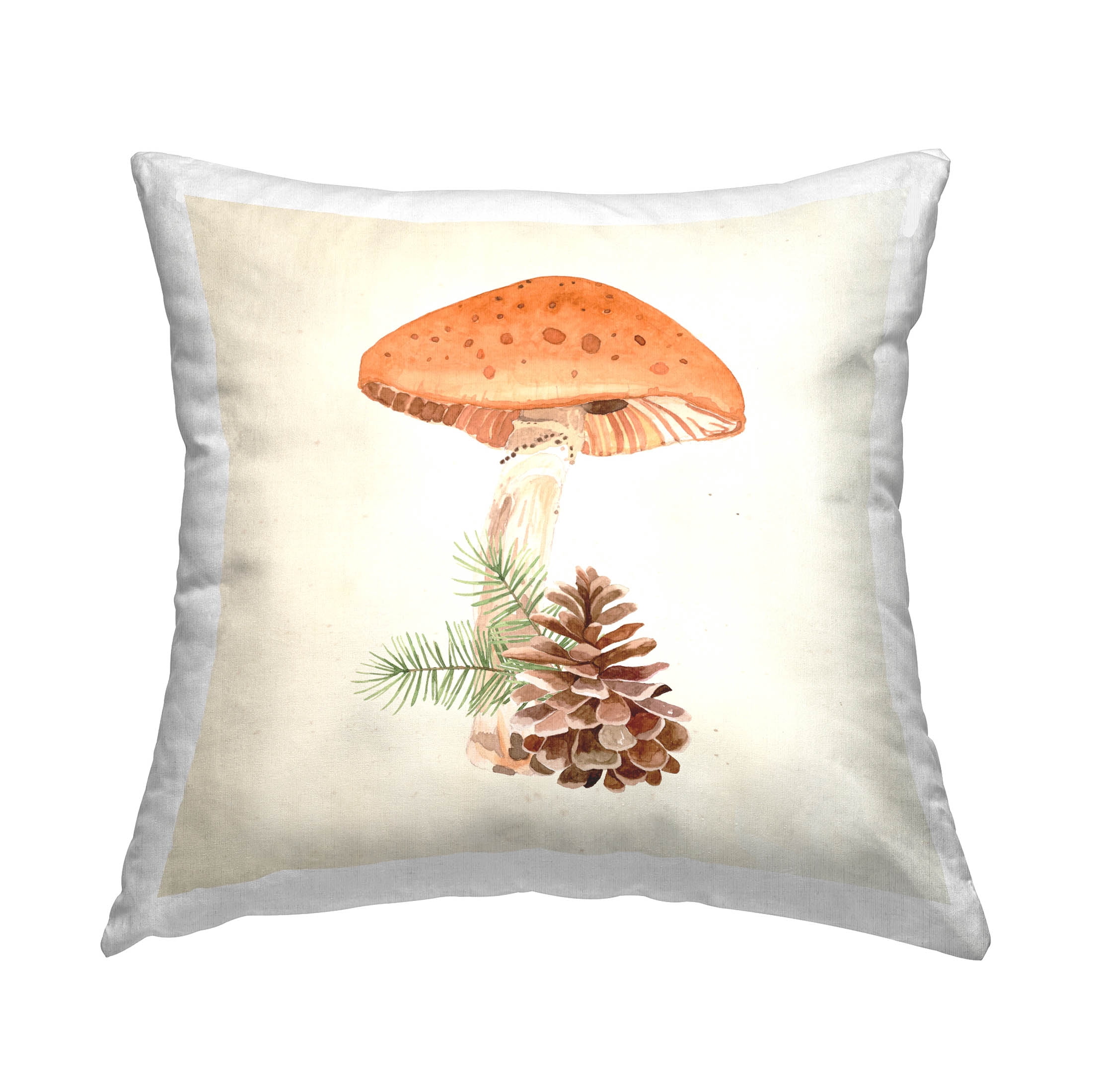 Stupell Industries Mushroom Pinecone Woodland Plant Printed Throw Pillow Design by Lucca Sheppard