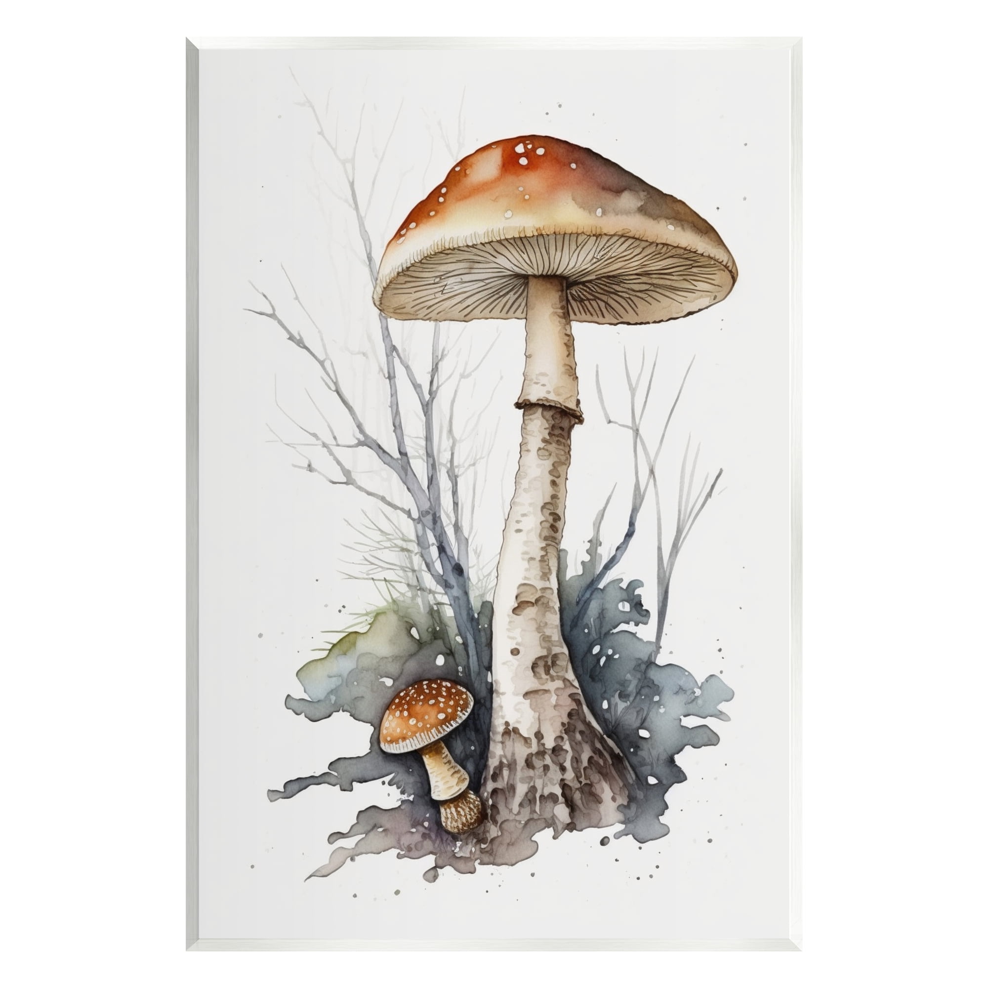 Stupell Industries Mushroom Watercolor Splash Botanical & Floral Painting Unframed Art Print Wall Art, 10 x 15