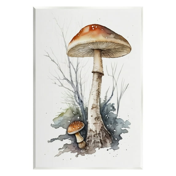 Stupell Industries Mushroom Watercolor Splash Botanical & Floral Painting Unframed Art Print Wall Art, 10 x 15