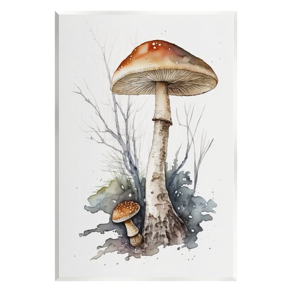 Stupell Industries Mushroom Watercolor Splash Botanical & Floral Painting Unframed Art Print Wall Art, 10 x 15