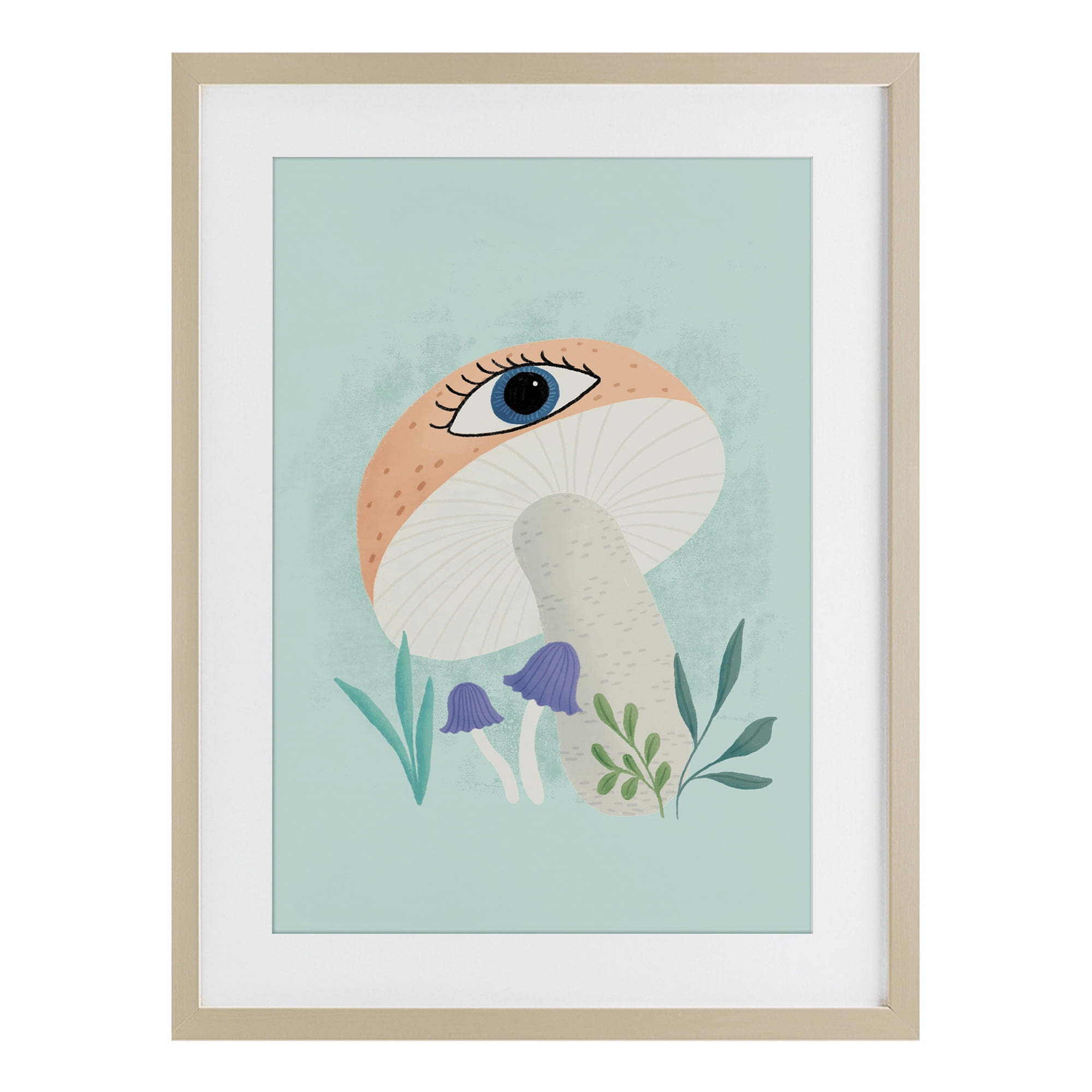 Stupell Industries Mushroom with Mystical Eye Birch Framed Print Under Glass, design by Metka Hiti