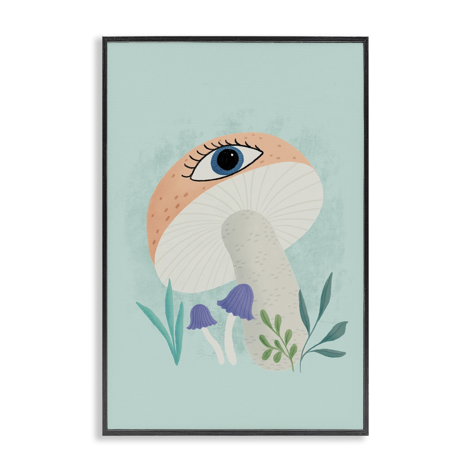 Stupell Industries Mushroom with Mystical Eye Black Framed Giclee Art, design by Metka Hiti