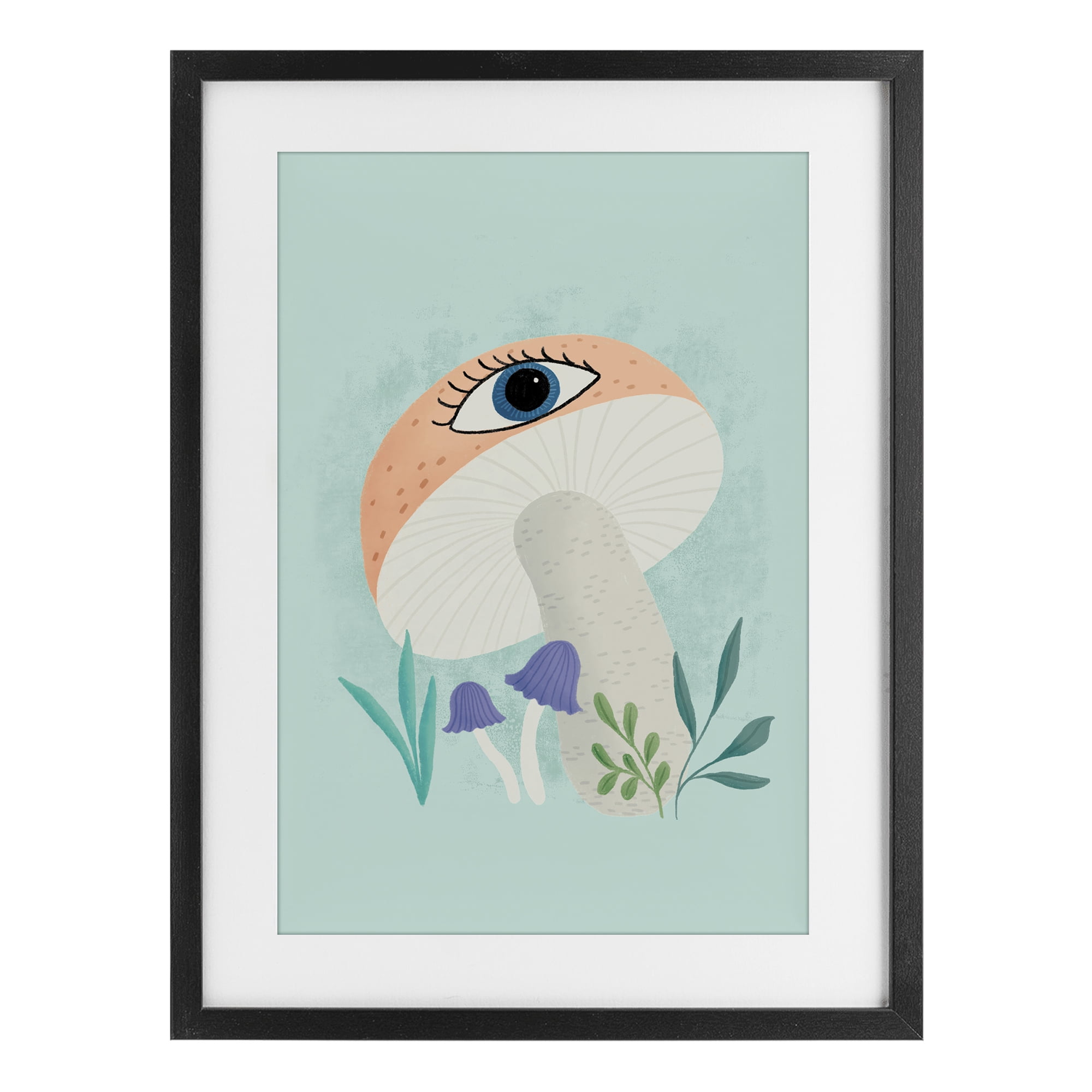 Stupell Industries Mushroom with Mystical Eye Black Framed Print Under Glass, design by Metka Hiti