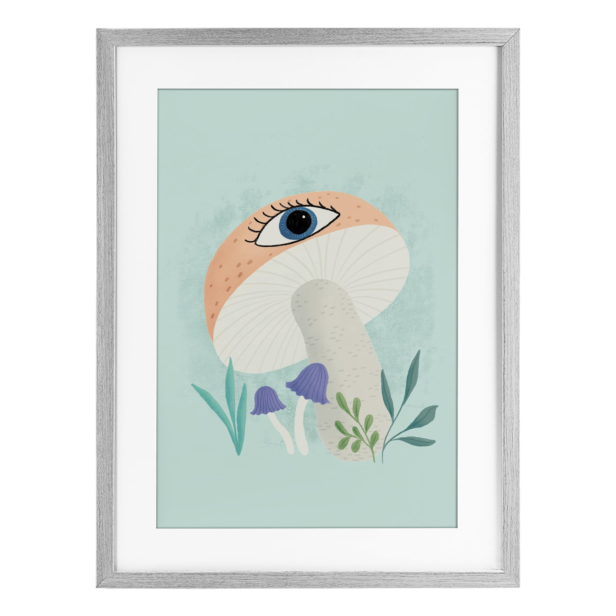 Stupell Industries Mushroom with Mystical Eye Gray Framed Print Under Glass, design by Metka Hiti