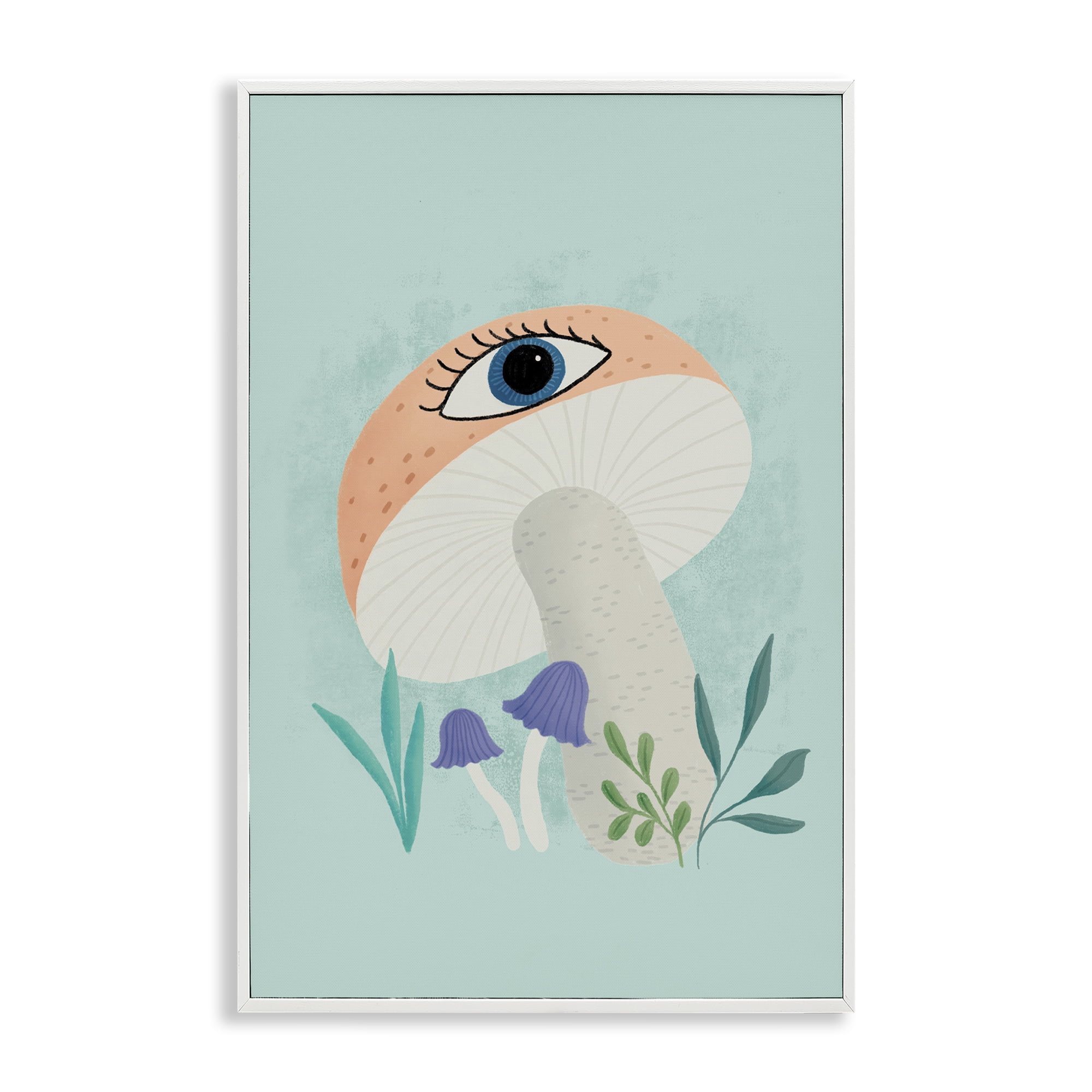 Stupell Industries Mushroom with Mystical Eye White Framed Giclee Art, design by Metka Hiti