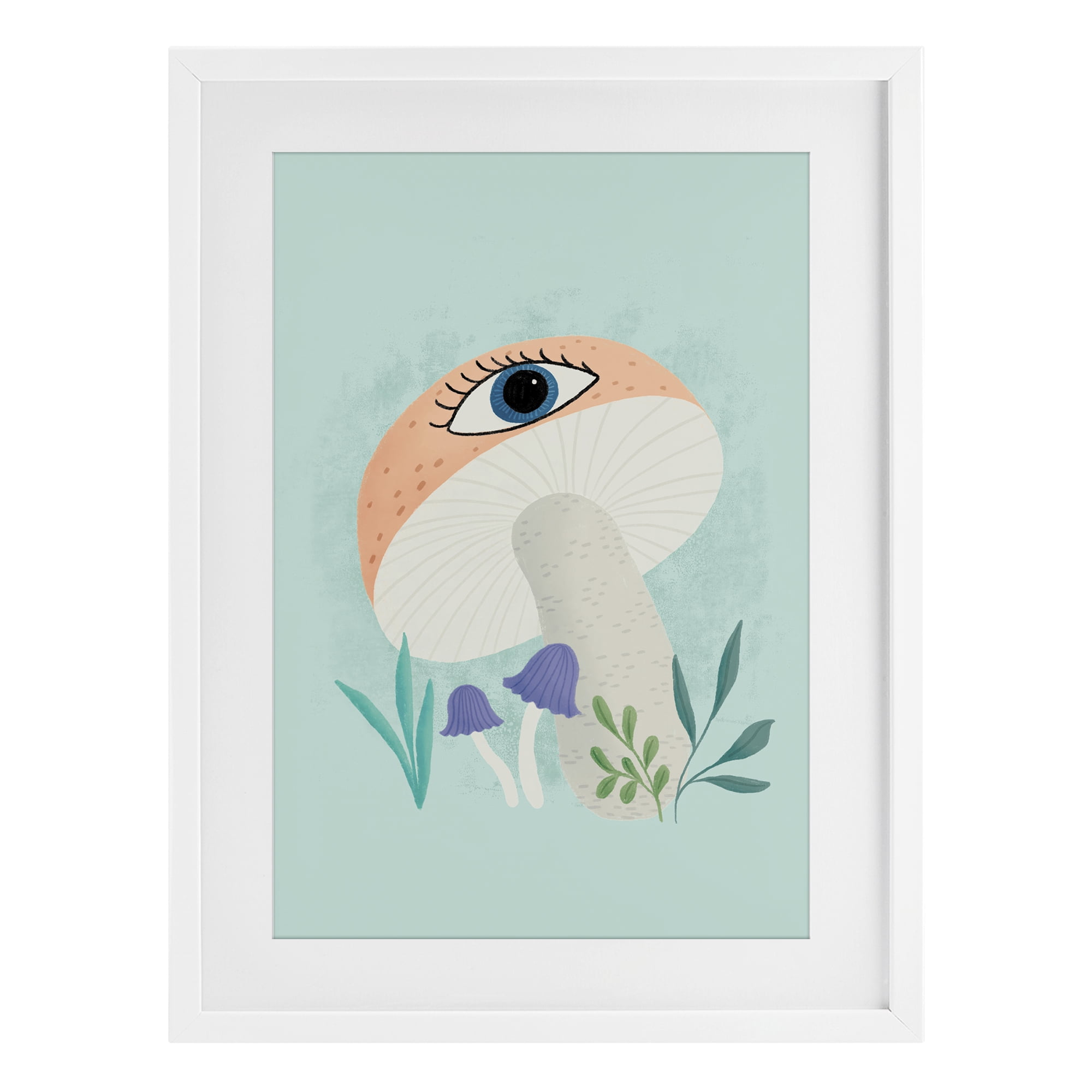 Stupell Industries Mushroom with Mystical Eye White Framed Print Under Glass, design by Metka Hiti