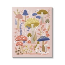 Stupell Industries Mushrooms & Botanical Pattern Botanical & Floral Painting Gallery Wrapped Canvas Art Print Wall Art, 16 x 20