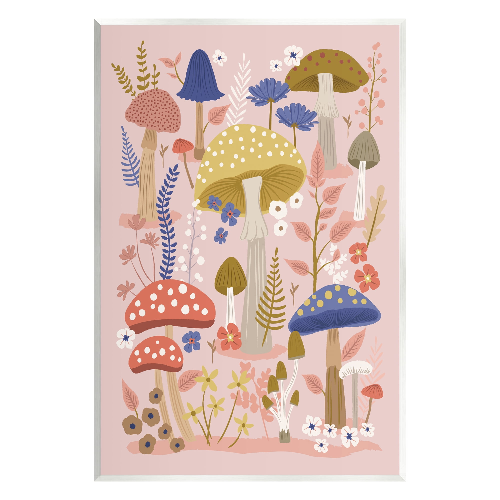 Stupell Industries Mushrooms & Botanical Pattern Botanical & Floral Painting Unframed Art Print Wall Art, 10 x 15